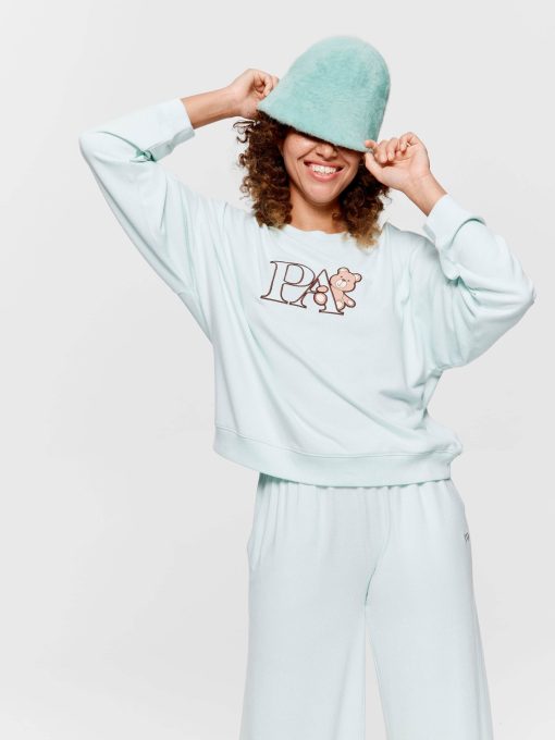 Mint Plush Logo Teddy Sweater mint