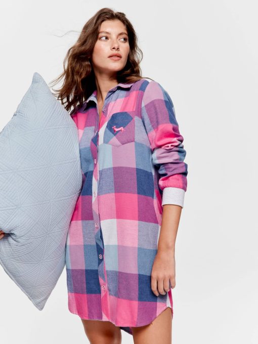 Buffalo Check Flannelette Long Sleeve Nightshirt multi