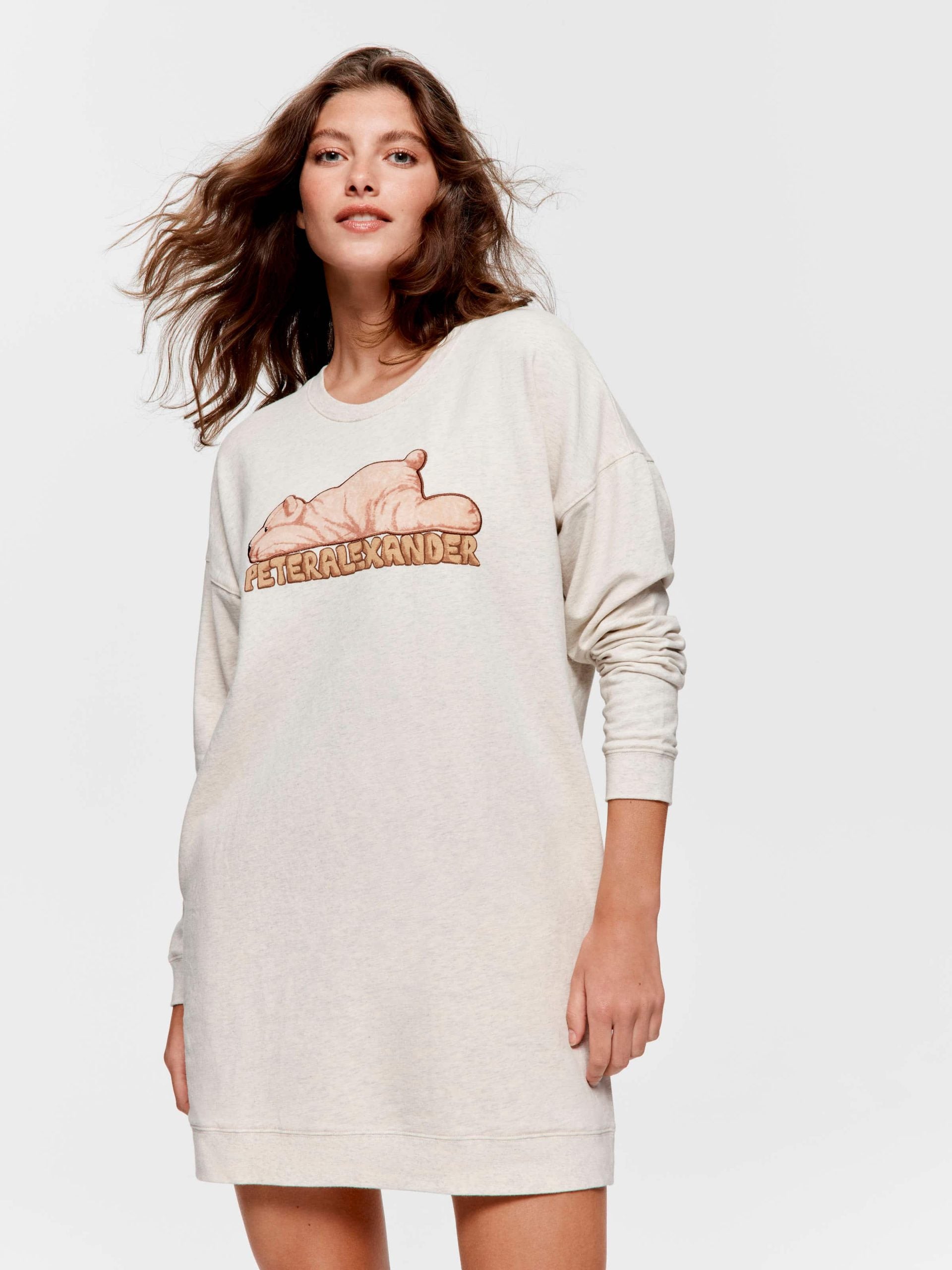 Bear Long Sleeve Sweater Nightie oatmeal