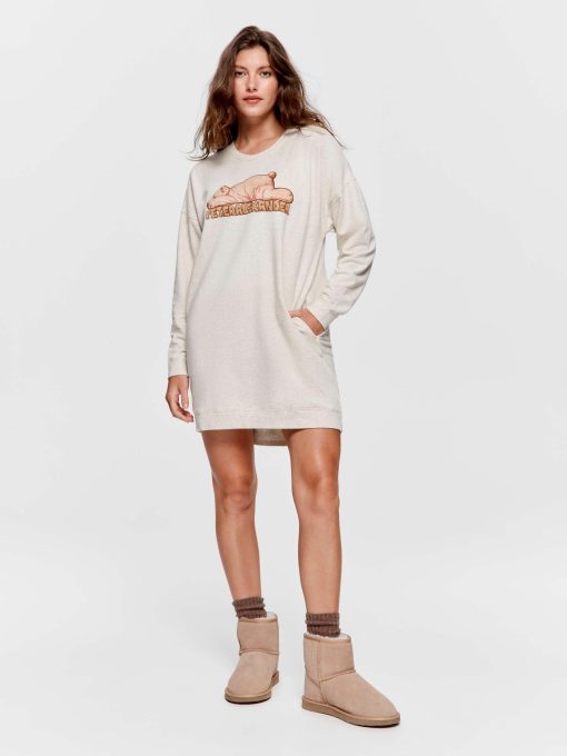 Bear Long Sleeve Sweater Nightie oatmeal