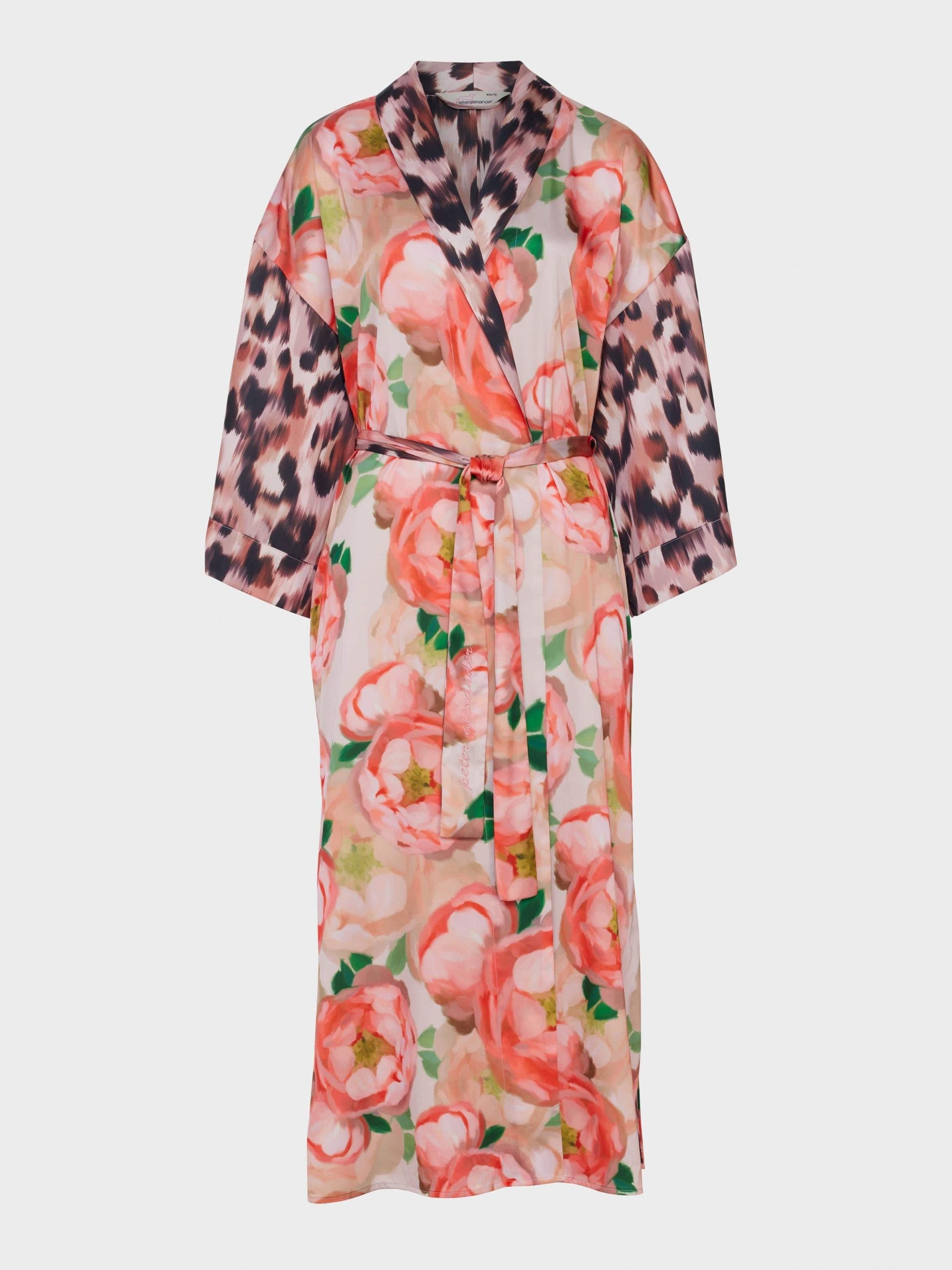 Floral Leopard Long Satin Gown multi