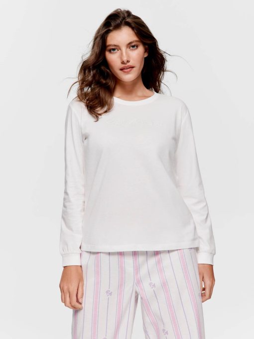 Cream Classic Long Sleeve Top cream