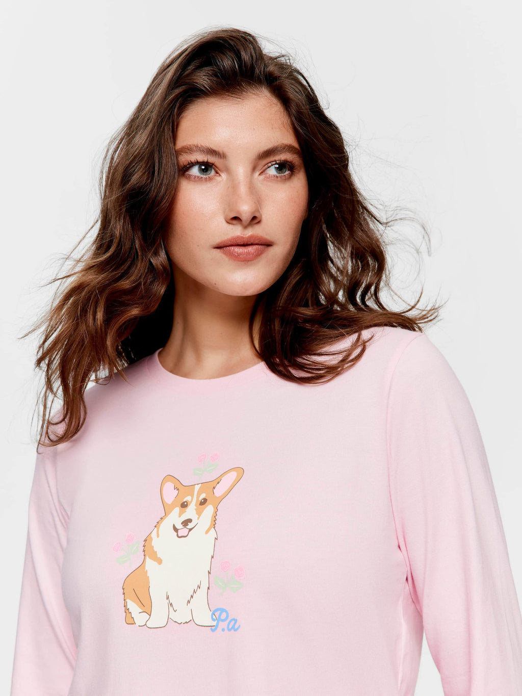 Corgi Long Sleeve Top Pink