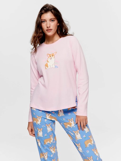 Corgi Long Sleeve Top Pink
