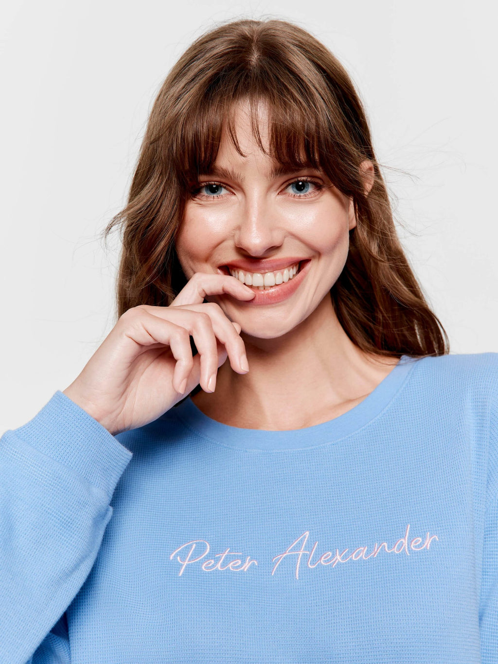 Dusty Blue Long Sleeve Waffle Top blue