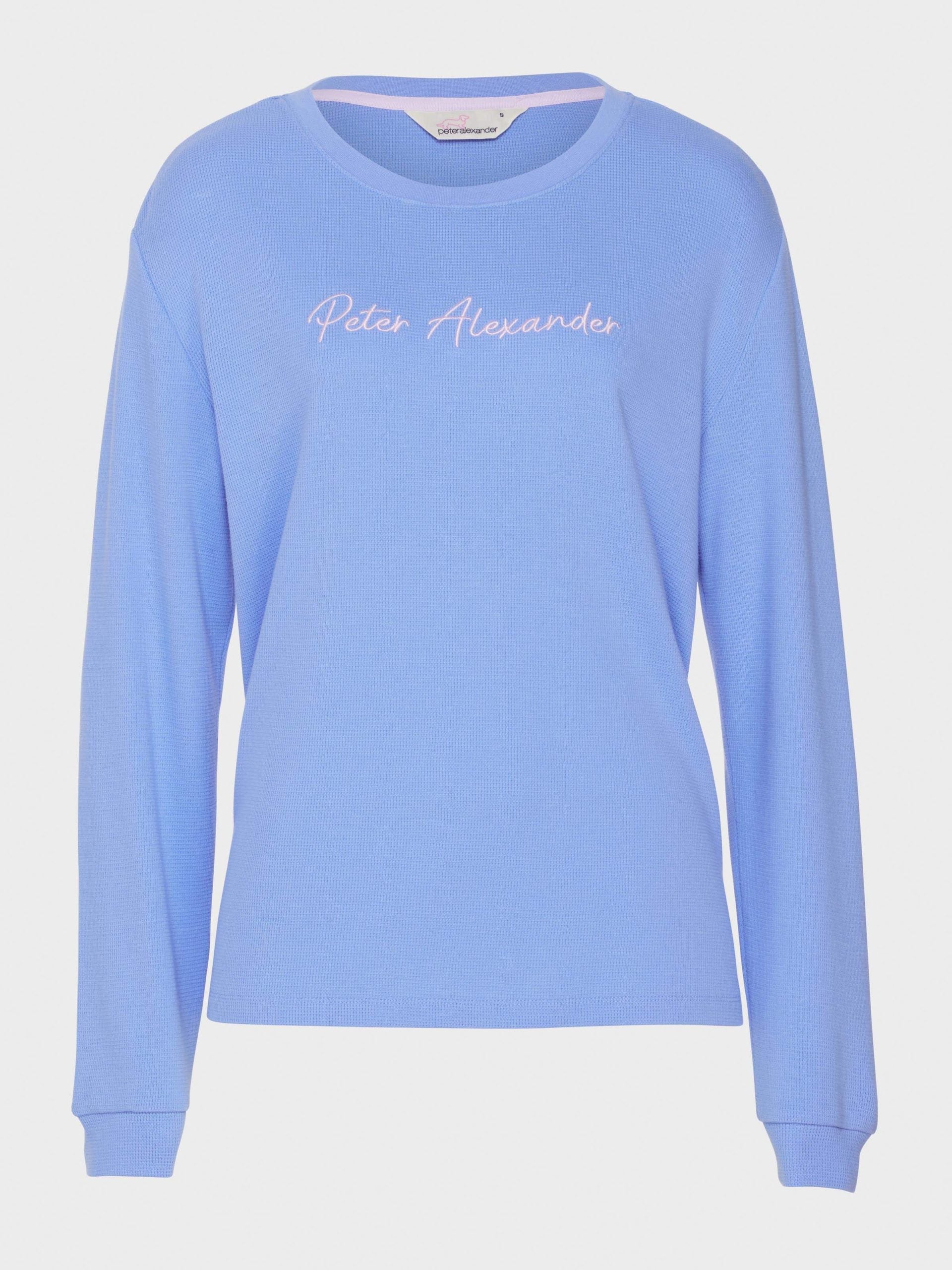 Dusty Blue Long Sleeve Waffle Top blue