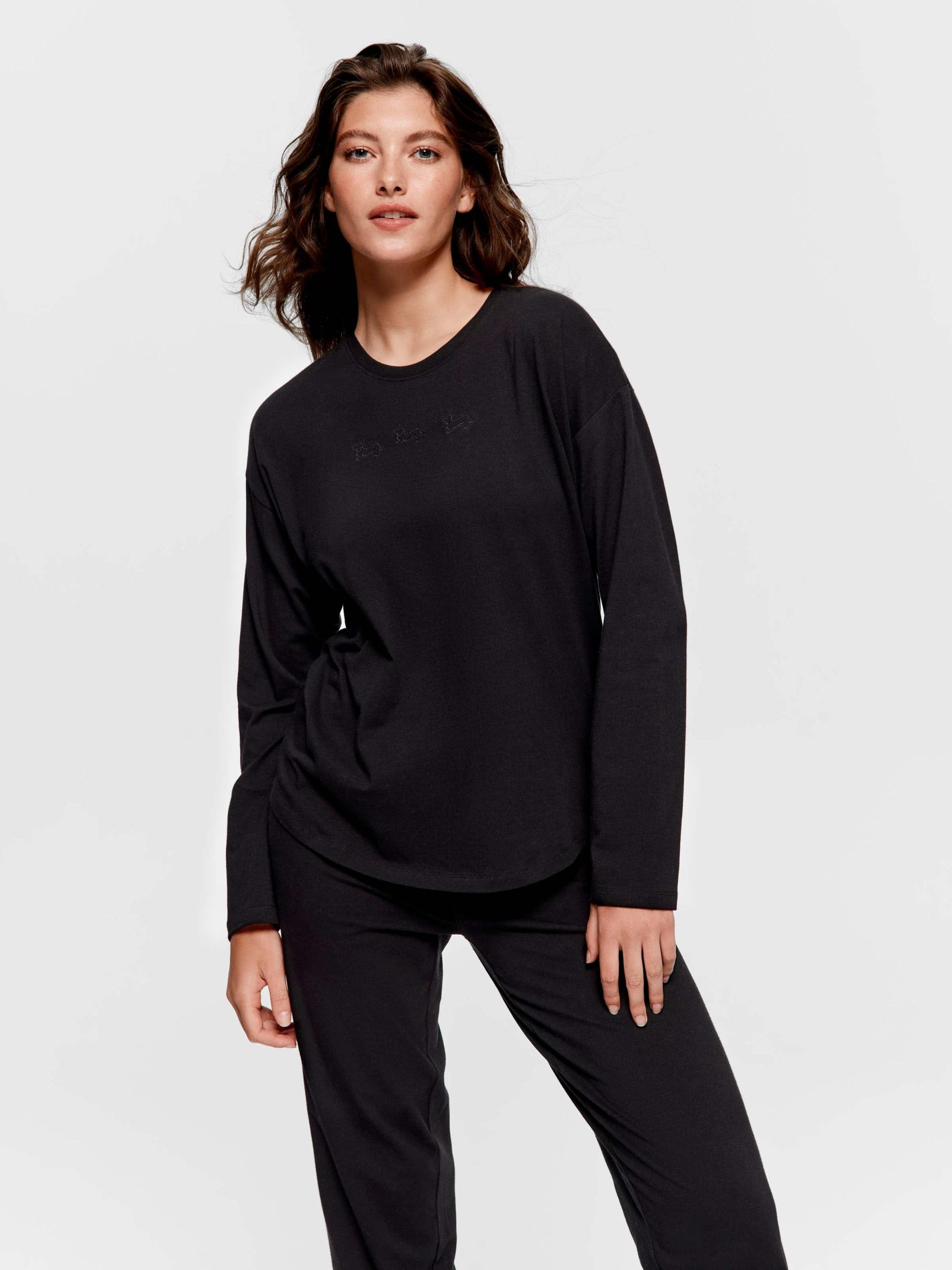 Black Logo Long Sleeve Top black