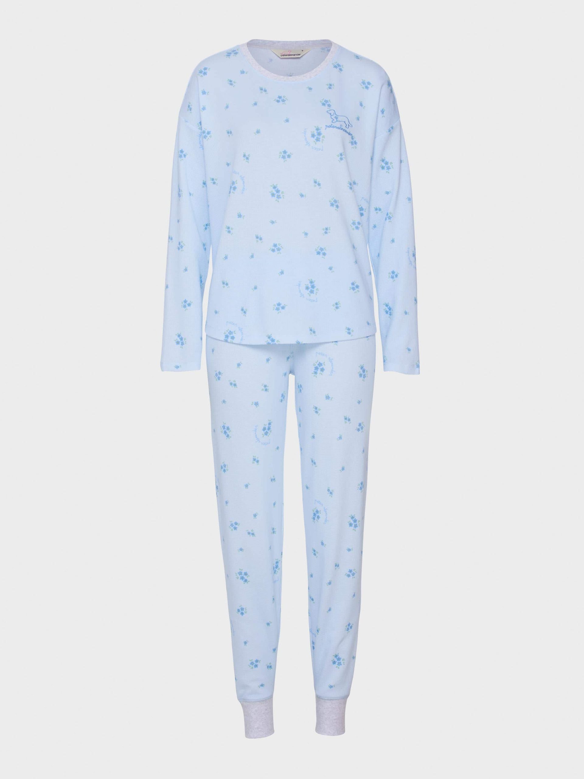 Floral Waffle Pj Set blue
