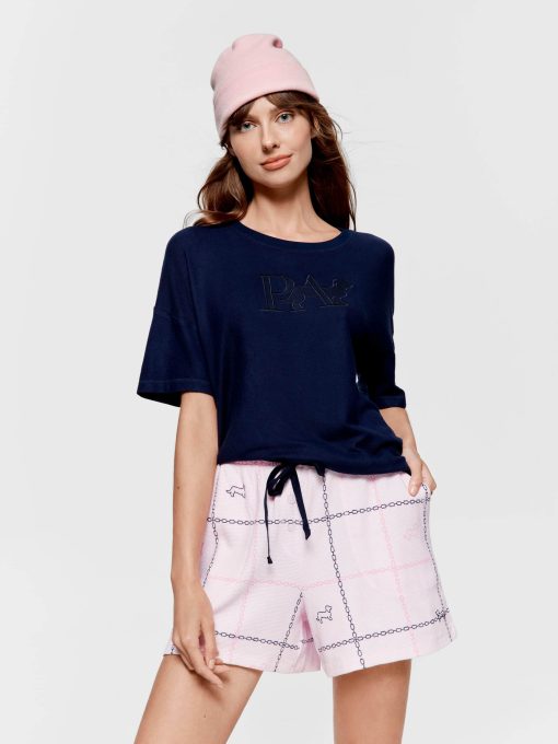 Pink Windowpane Waffle Mid Short multi
