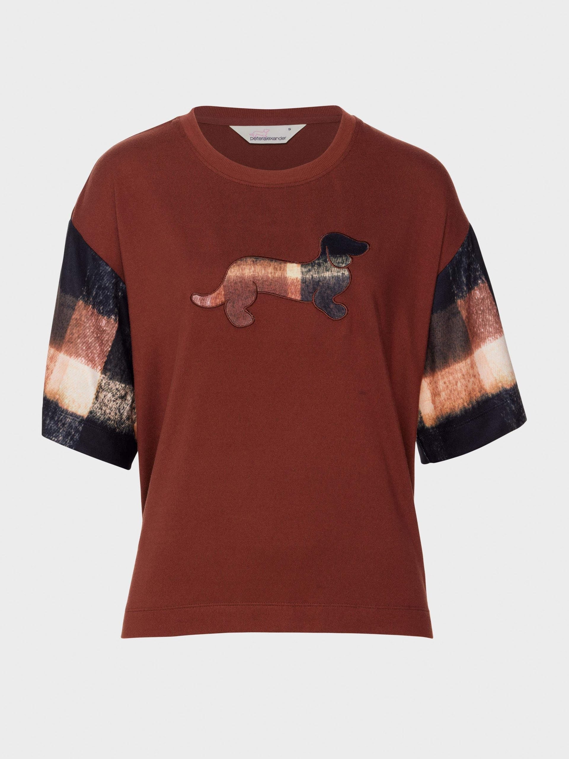 Brown Check Plush Logo Oversized Tee multi