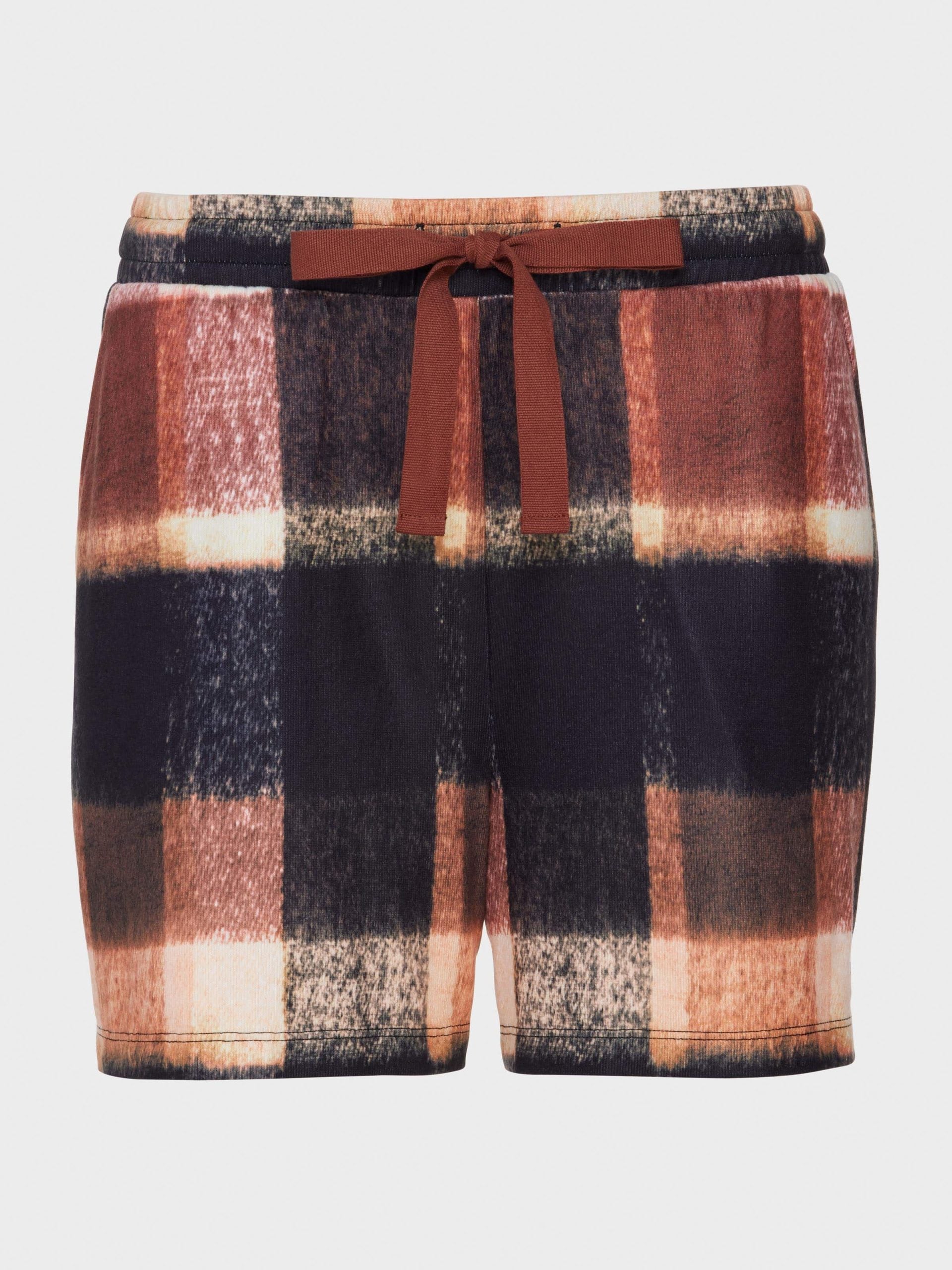 Brown Check Plush Long Short multi