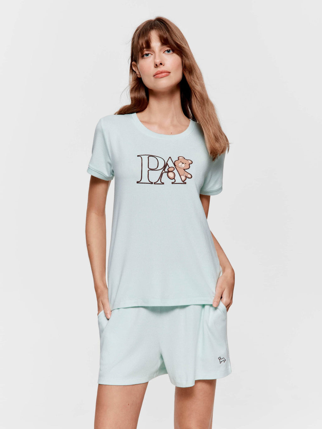 Mint Plush Logo Teddy Tee mint