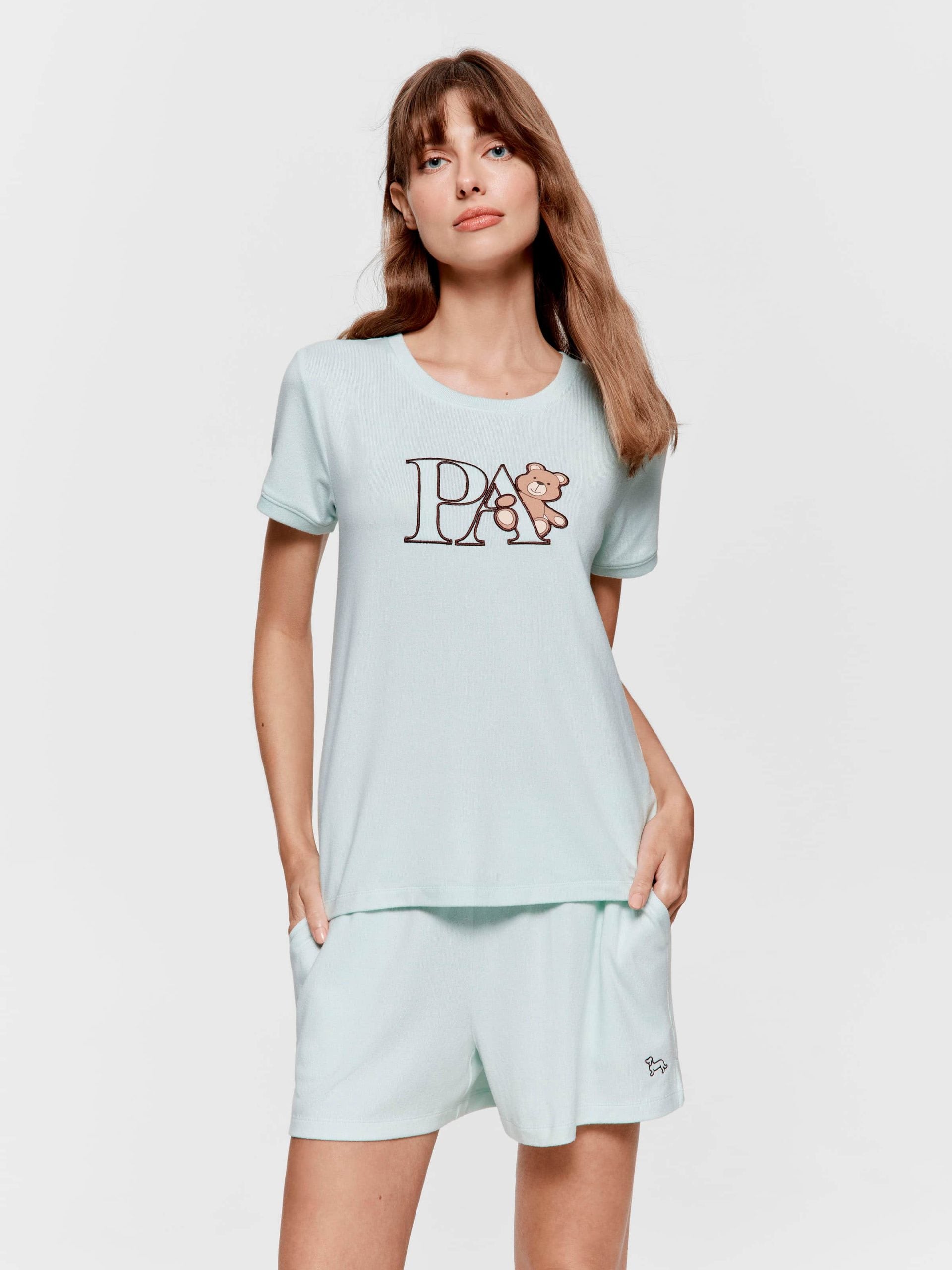 Mint Plush Logo Teddy Tee mint