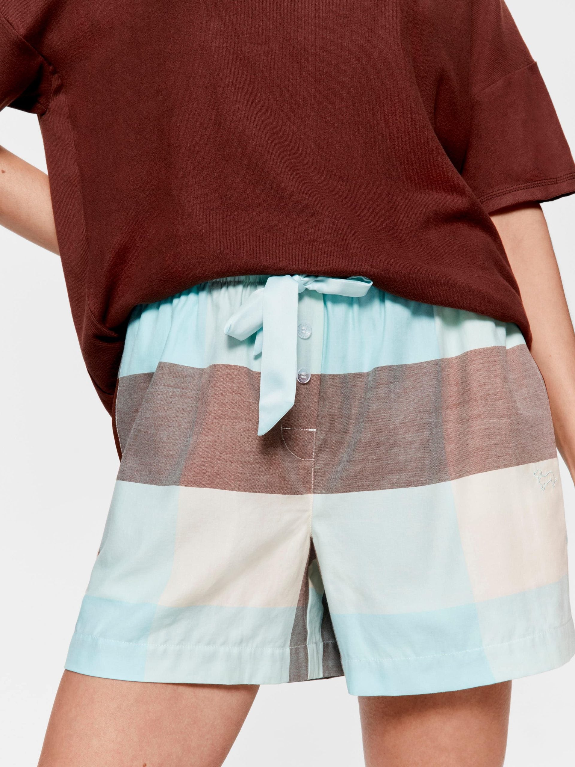 Mint Choc Check 100% Cotton Mid Short multi