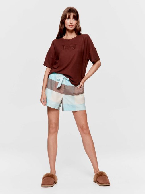 Mint Choc Check 100% Cotton Mid Short multi