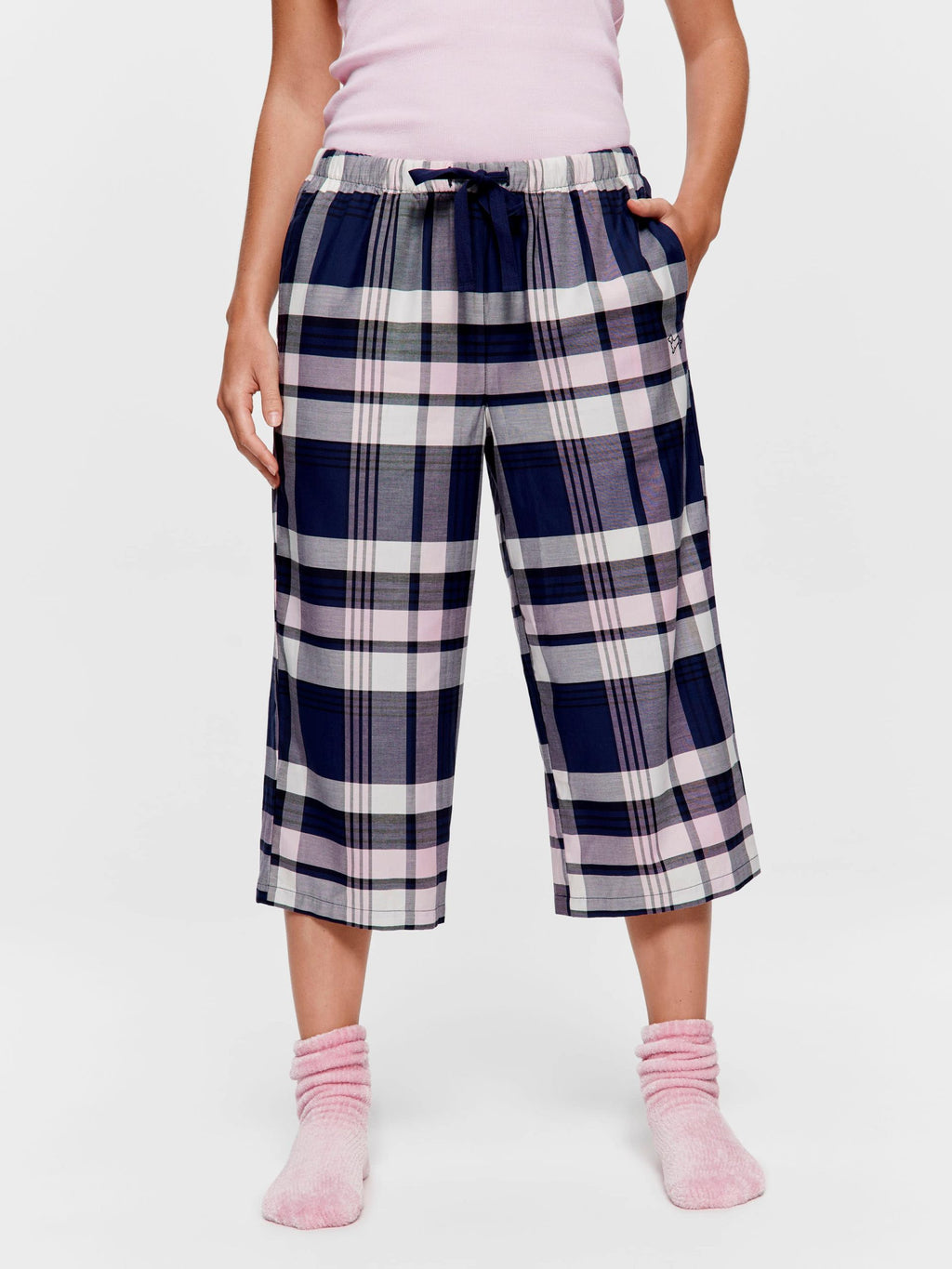 Navy Check 100% Cotton 3/4 Pj Pant multi