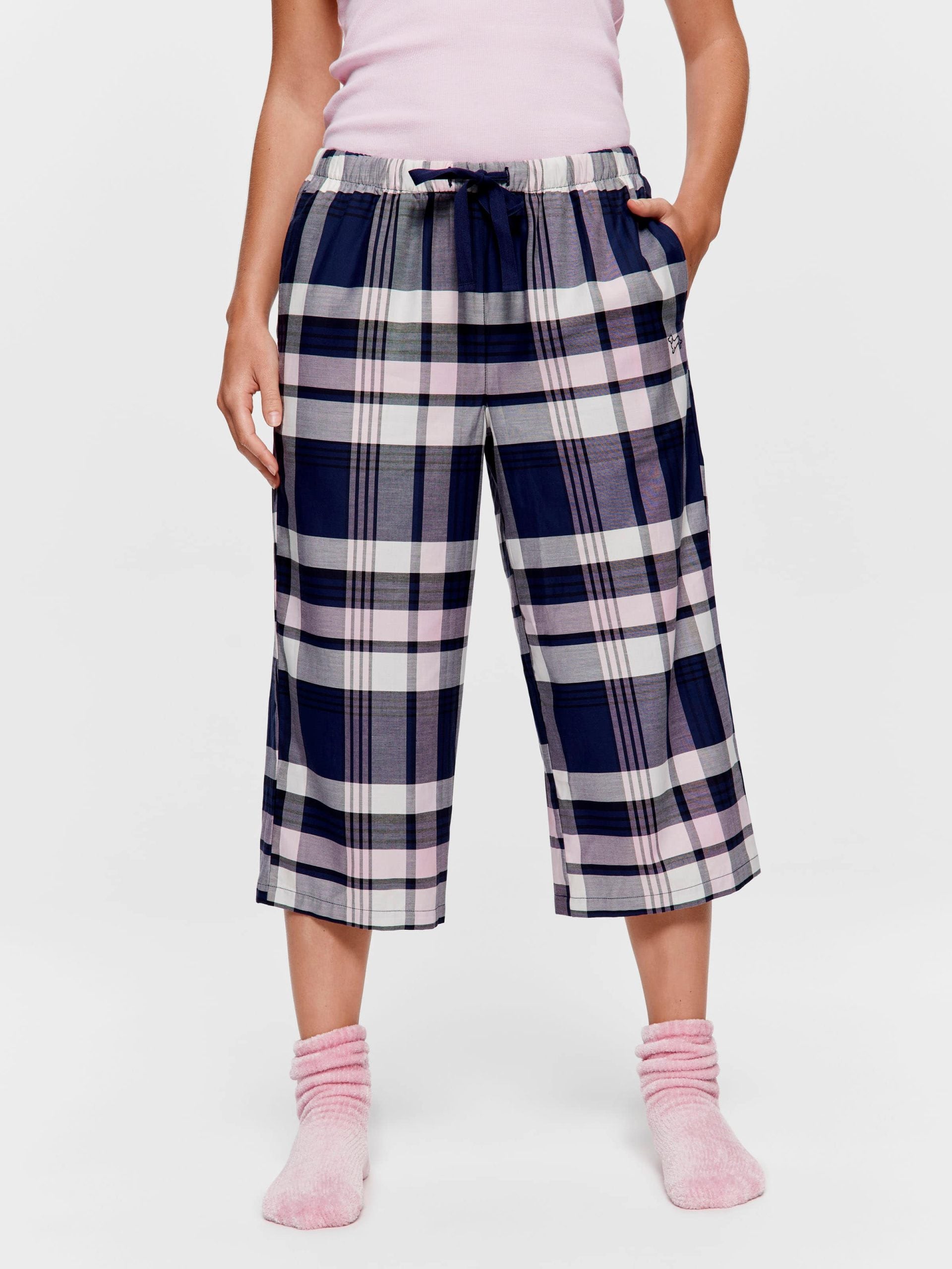 Navy Check 100% Cotton 3/4 Pj Pant multi