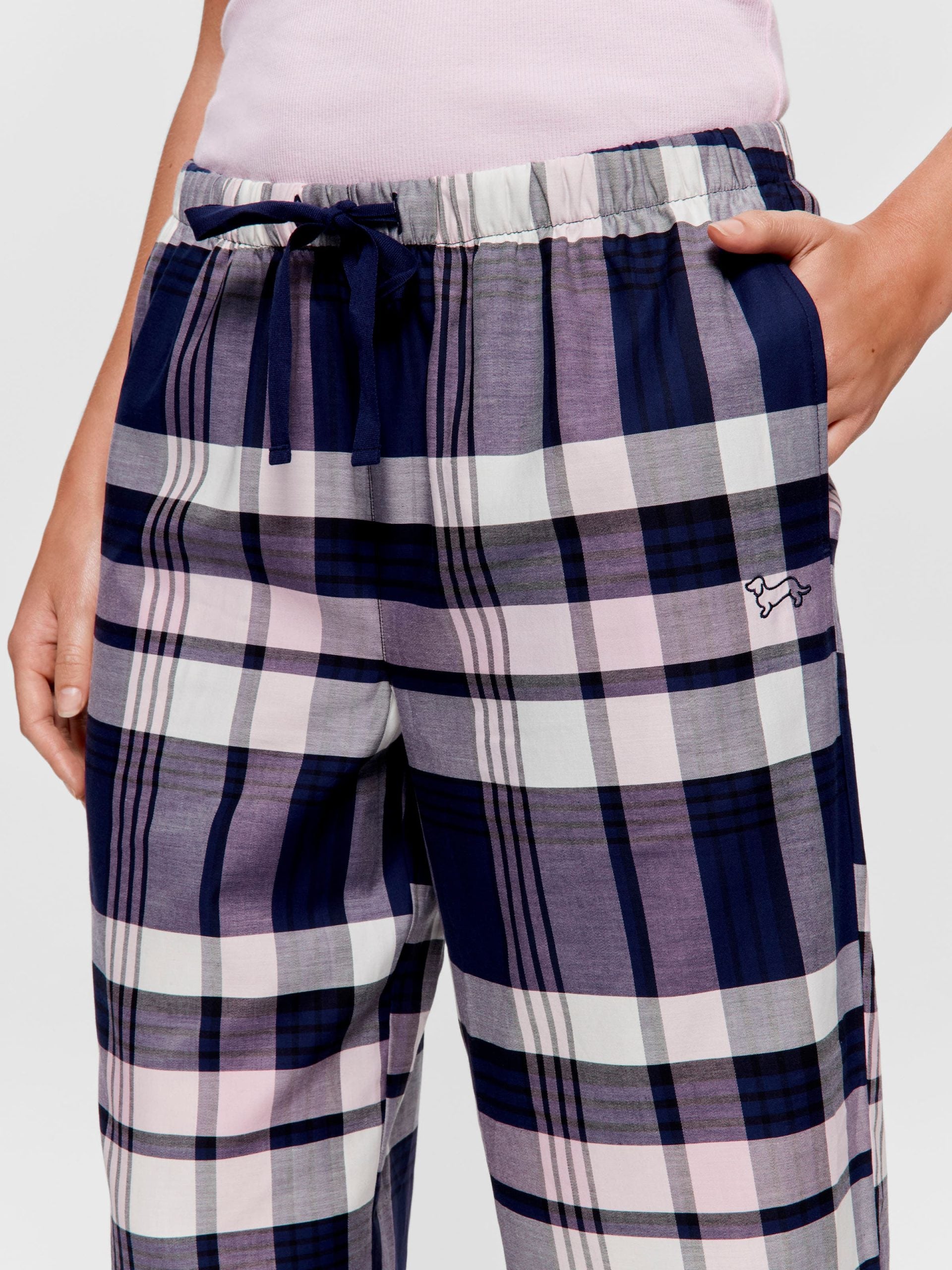 Navy Check 100% Cotton 3/4 Pj Pant multi