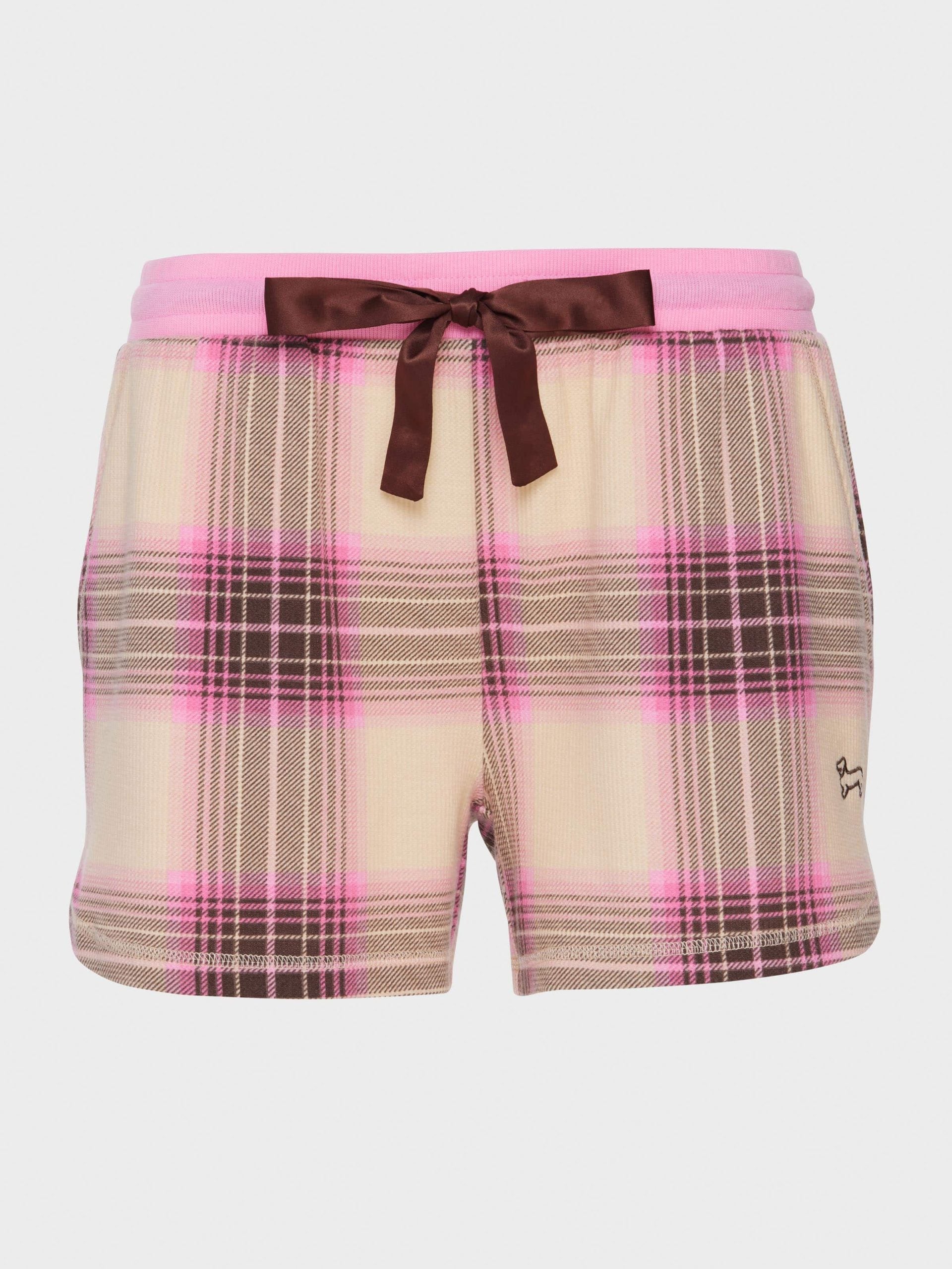 Brown & Pink Check Waffle Mid Short multi