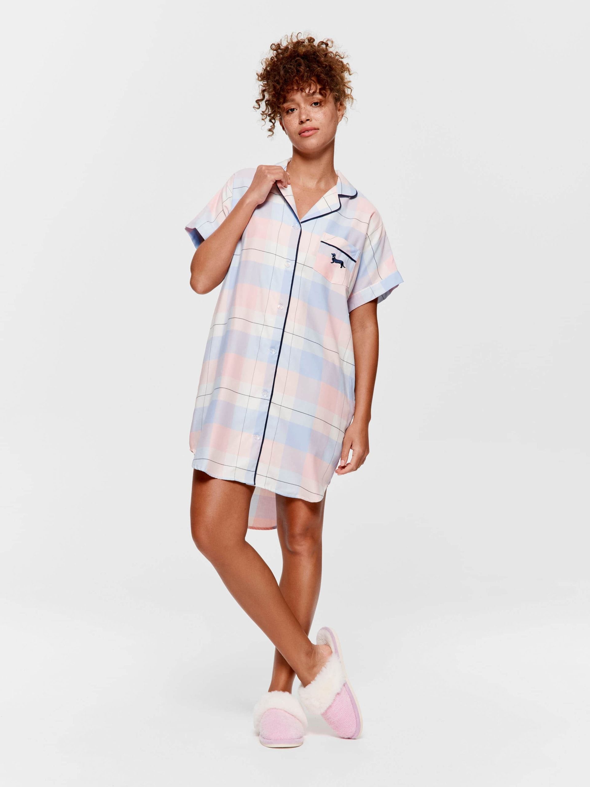 Pastel Buffalo Check 100% Cotton Nightshirt multi