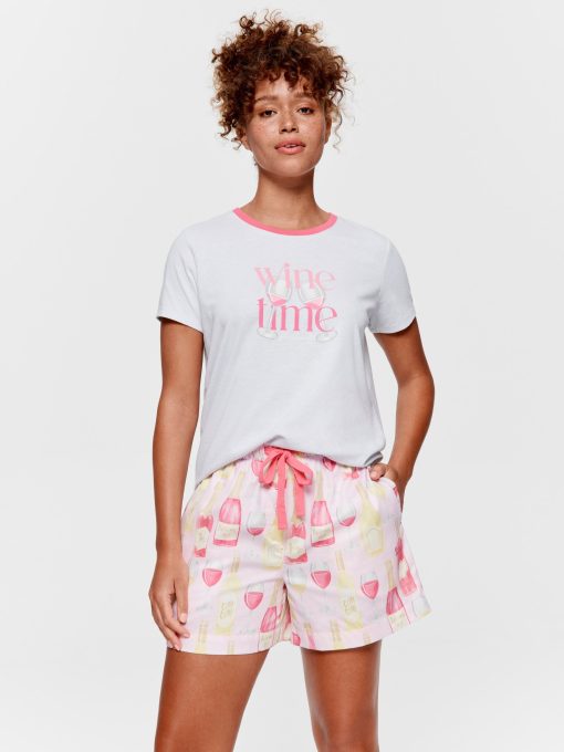 Wine Time 100% Cotton Mid Short multi