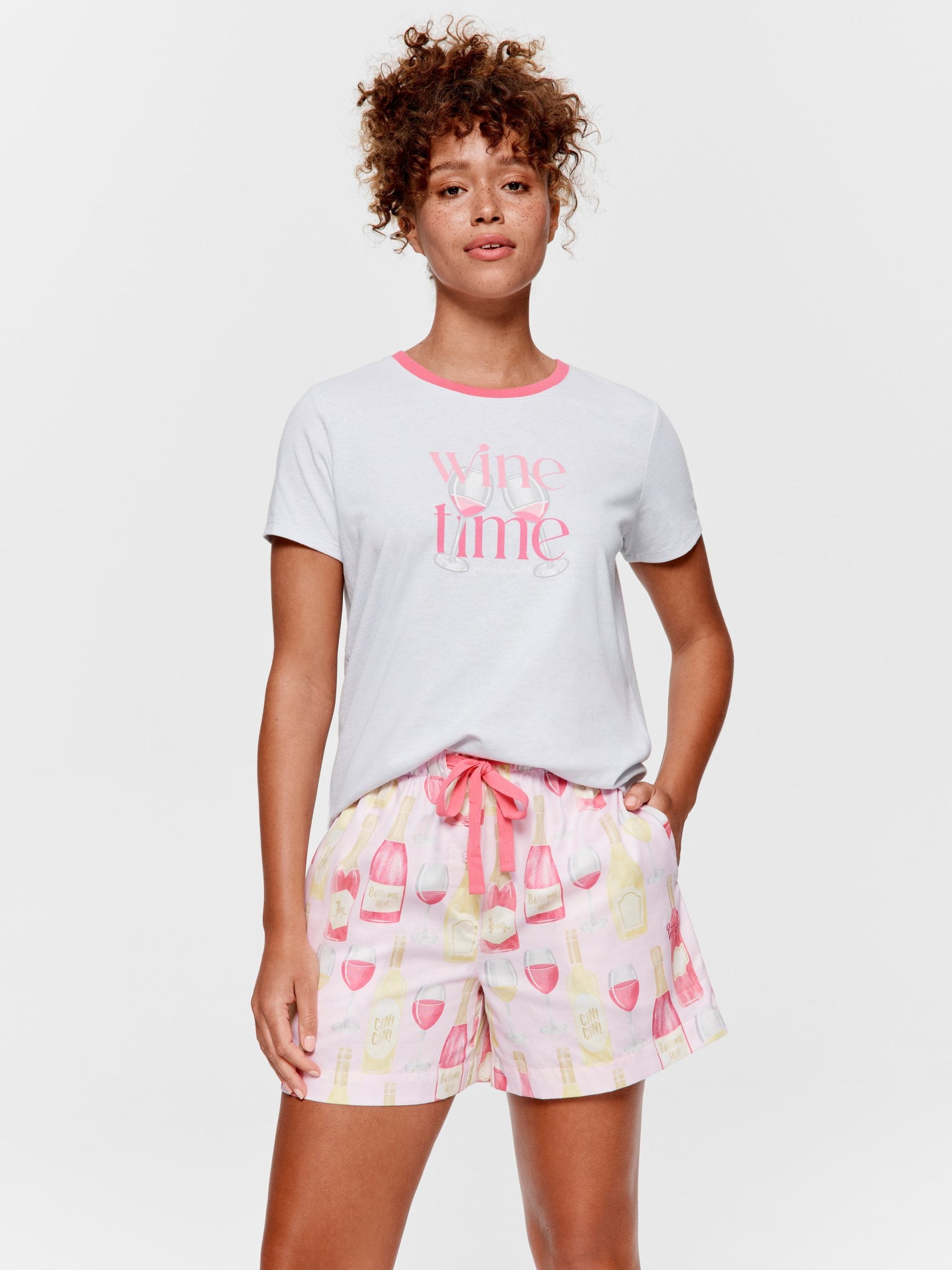 Wine Time 100% Cotton Mid Short multi