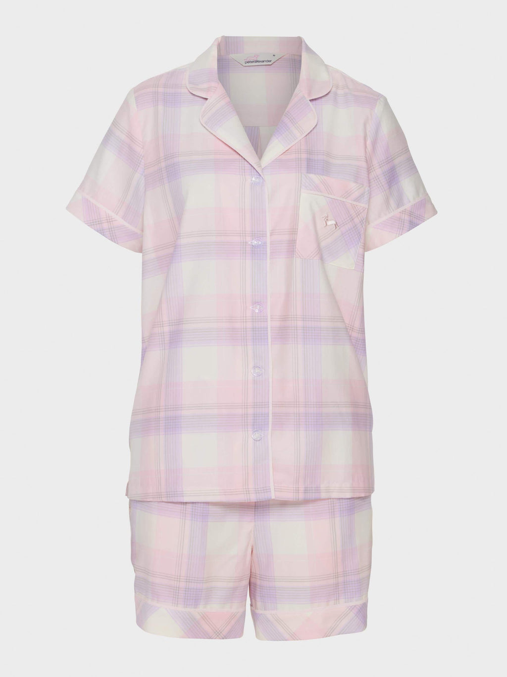 Pink & Lilac Check 100% Cotton Shortie Pj Set multi