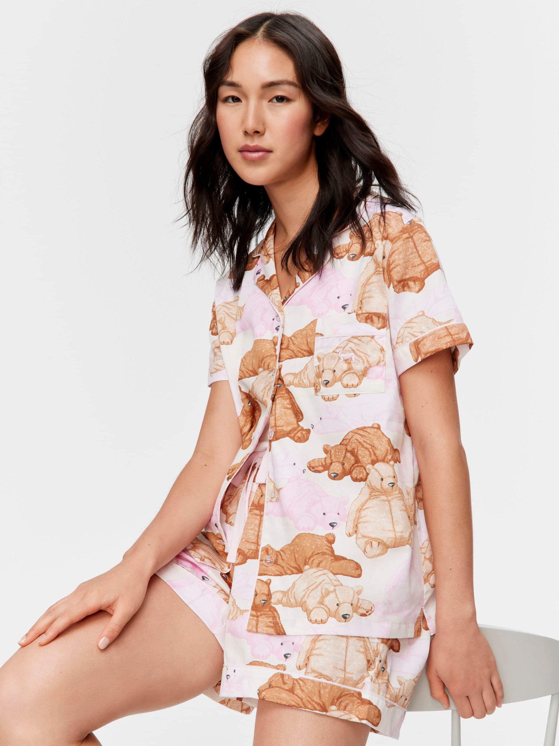 Pastel Bears 100% Cotton Shortie Pj Set multi