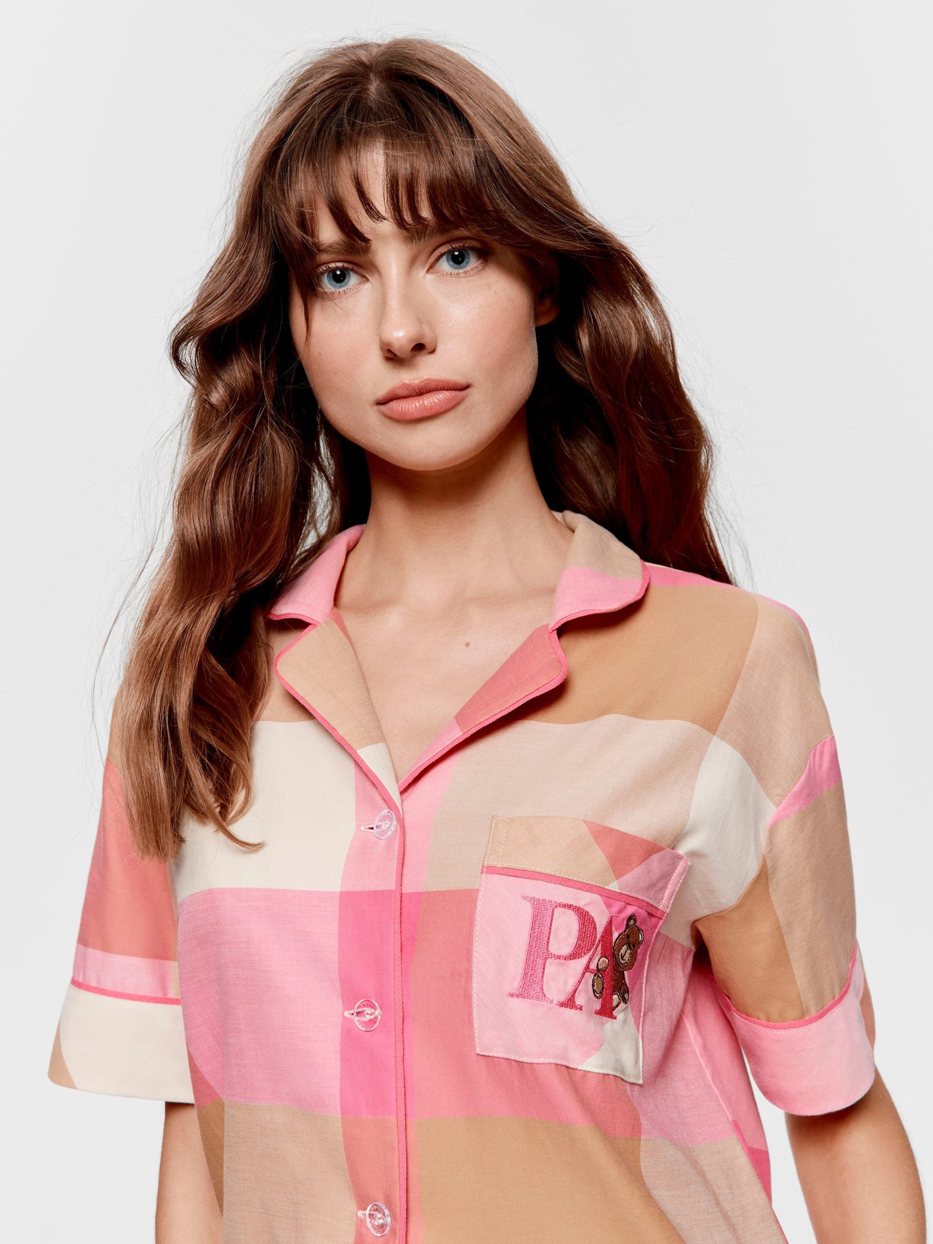 Pink & Caramel Buffalo Check 100% Cotton Pj Set multi
