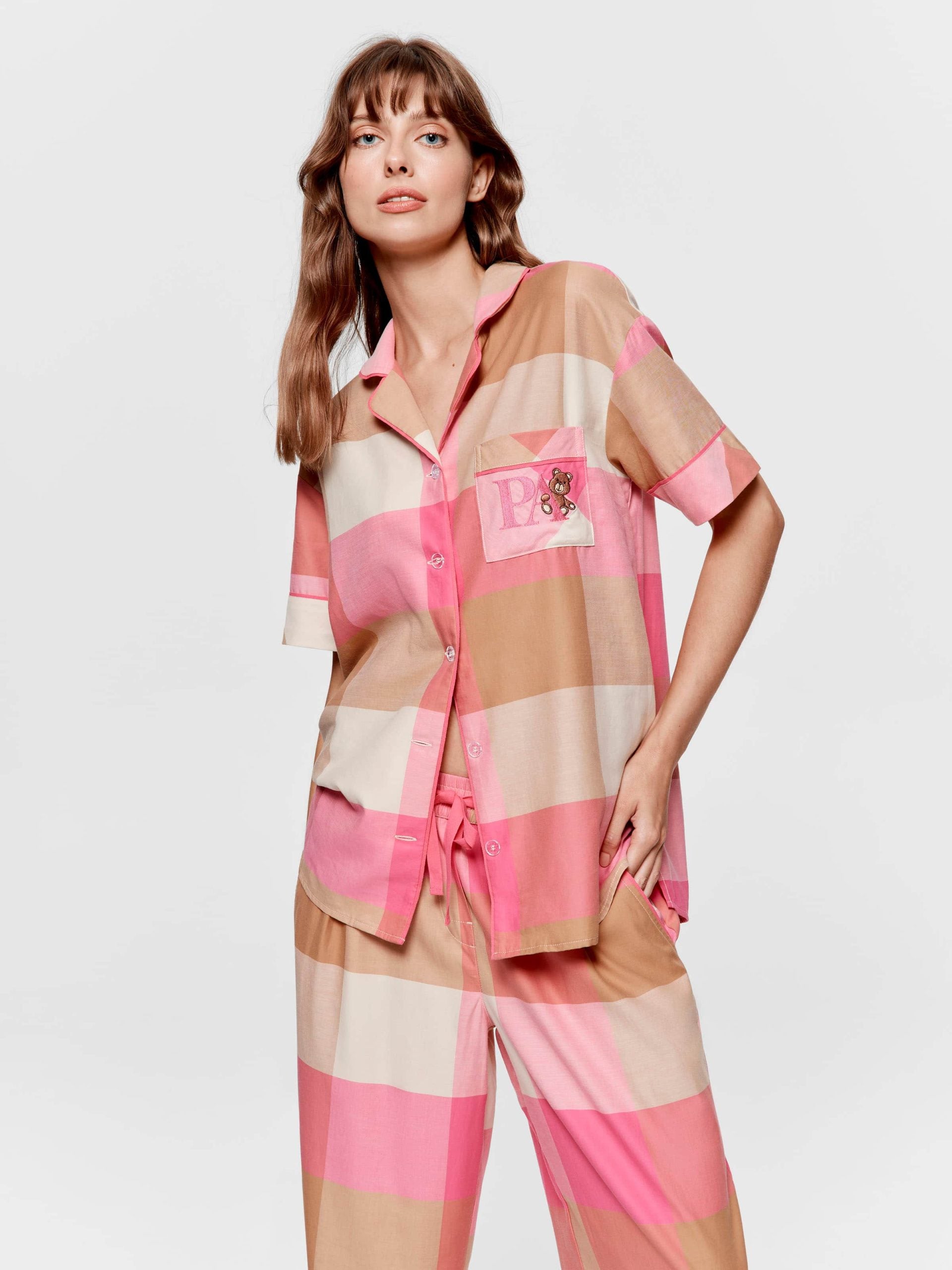Pink & Caramel Buffalo Check 100% Cotton Pj Set multi