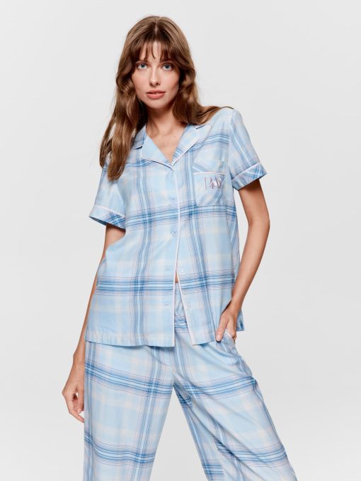 Blue Check 100% Cotton Pj Set multi