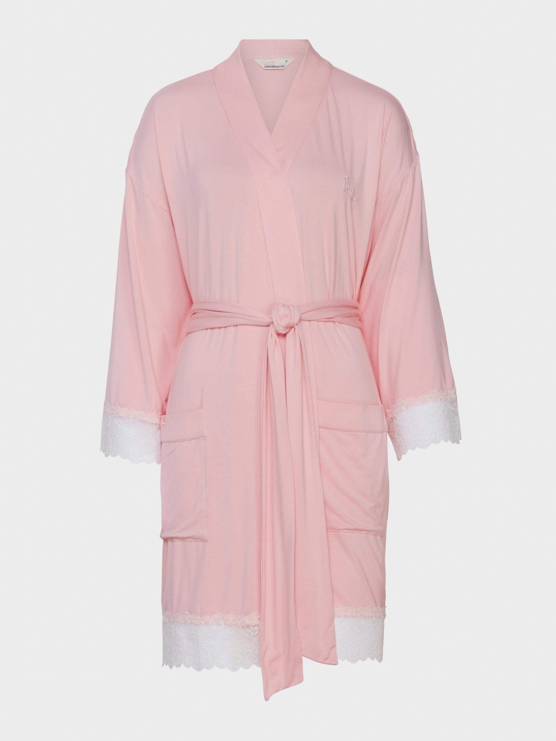 Lace Trim Bamboo Jersey Kimono Gown multi