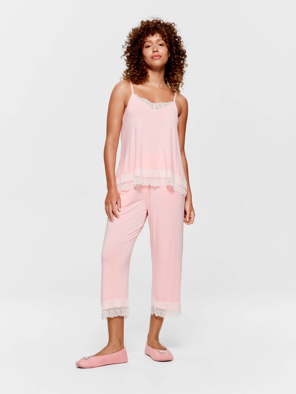 Pink Bamboo Jersey Lace Cami palepink
