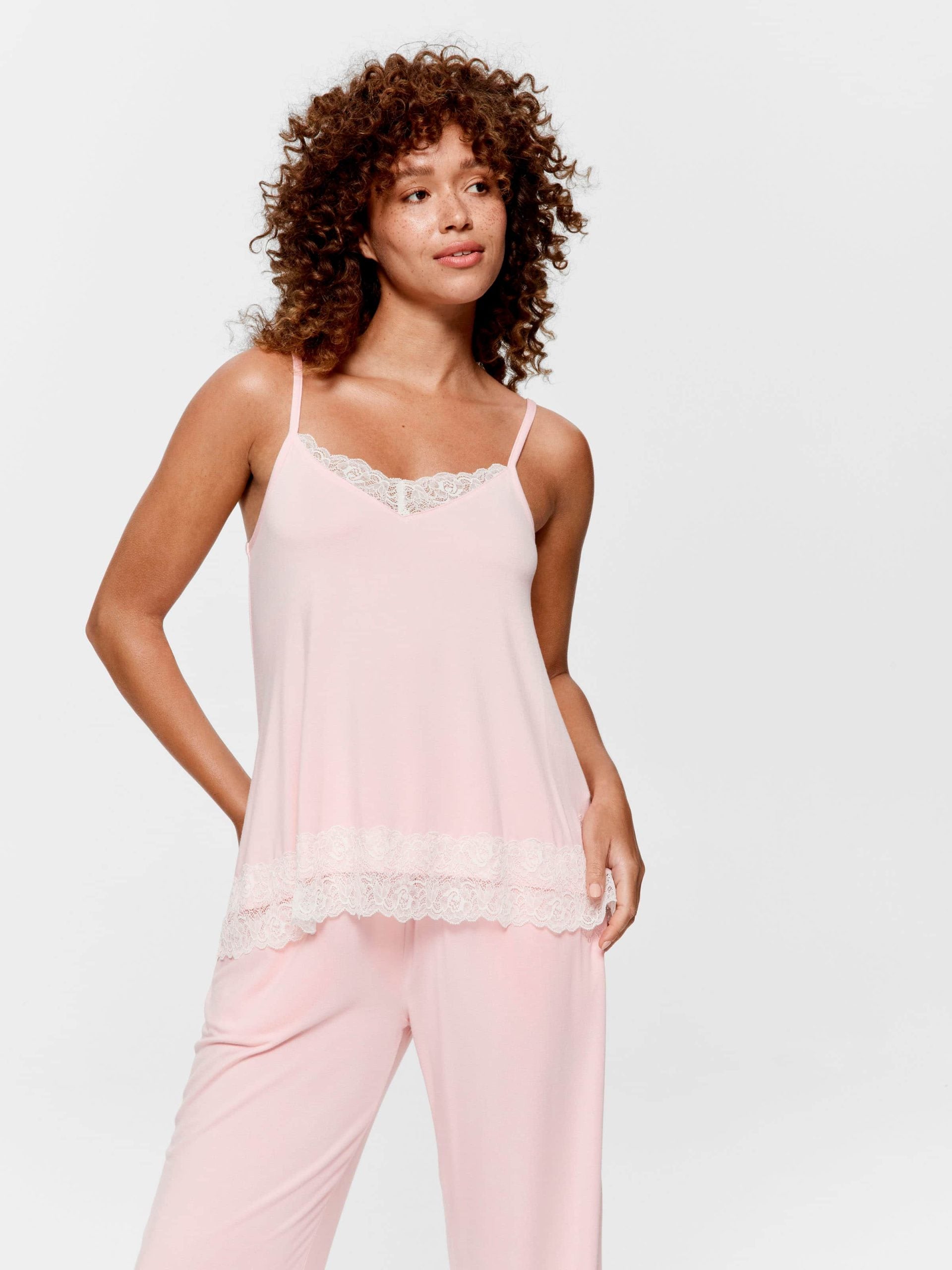 Pink Bamboo Jersey Lace Cami palepink