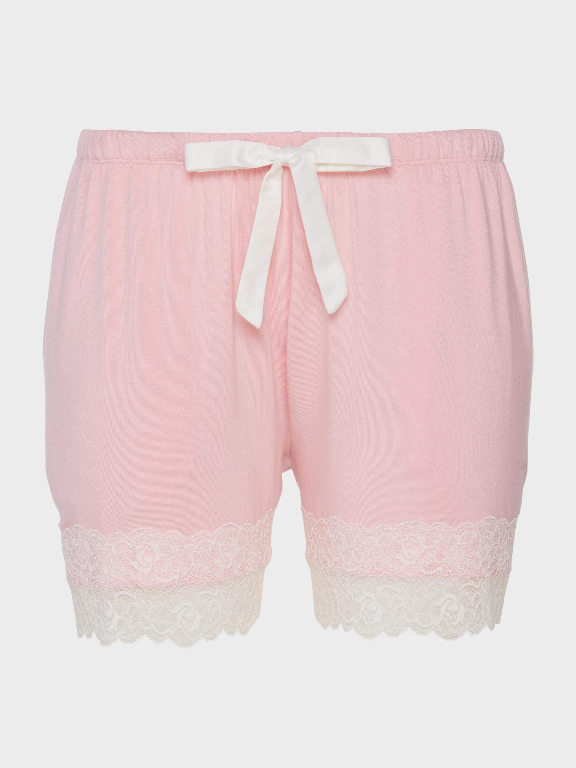 Pink Bamboo Jersey Lace Mid Short palepink