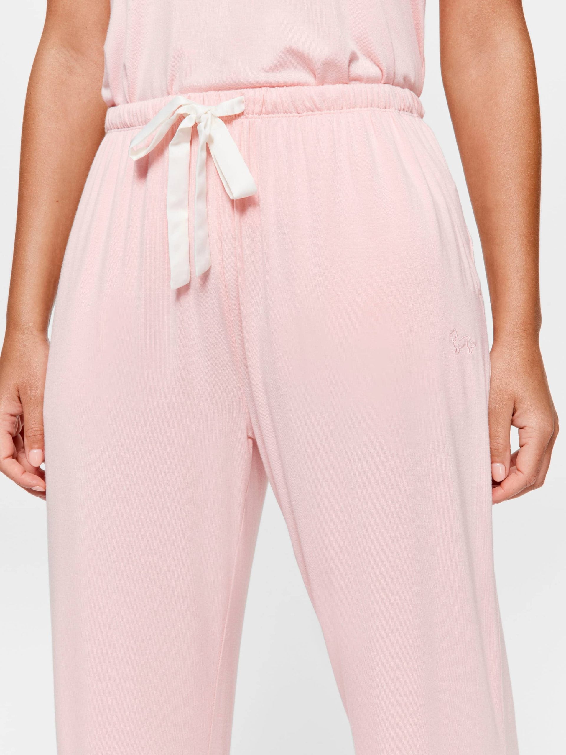 Pink Bamboo Jersey Lace 3/4 Pj Pant palepink