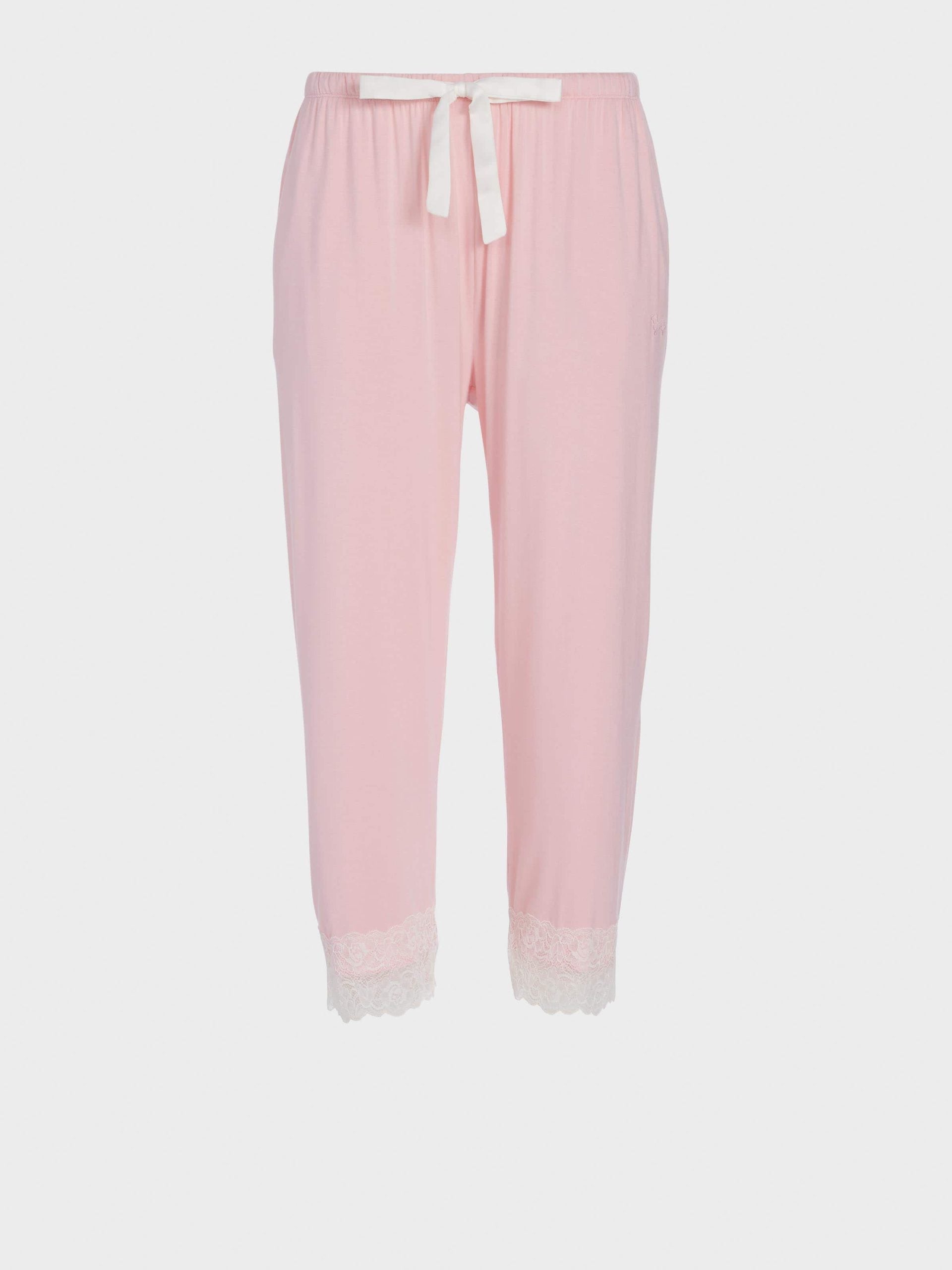 Pink Bamboo Jersey Lace 3/4 Pj Pant palepink