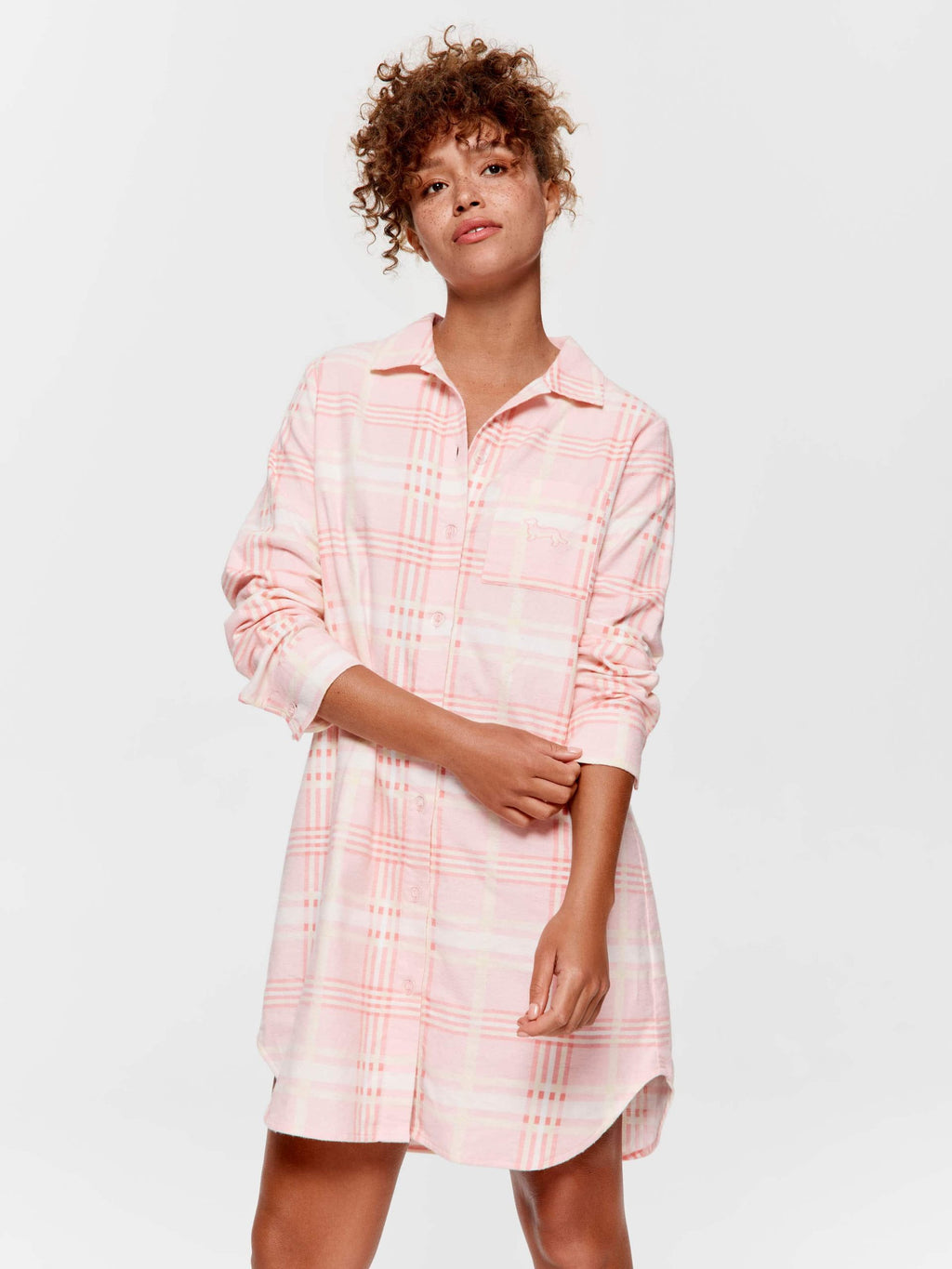 Pink Check Flannelette Nightshirt multi