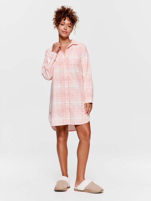 Pink Check Flannelette Nightshirt multi