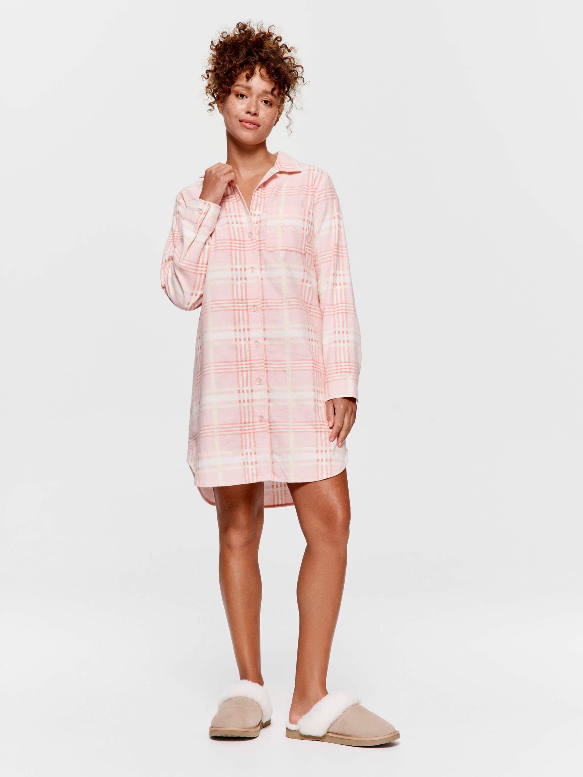Pink Check Flannelette Nightshirt multi