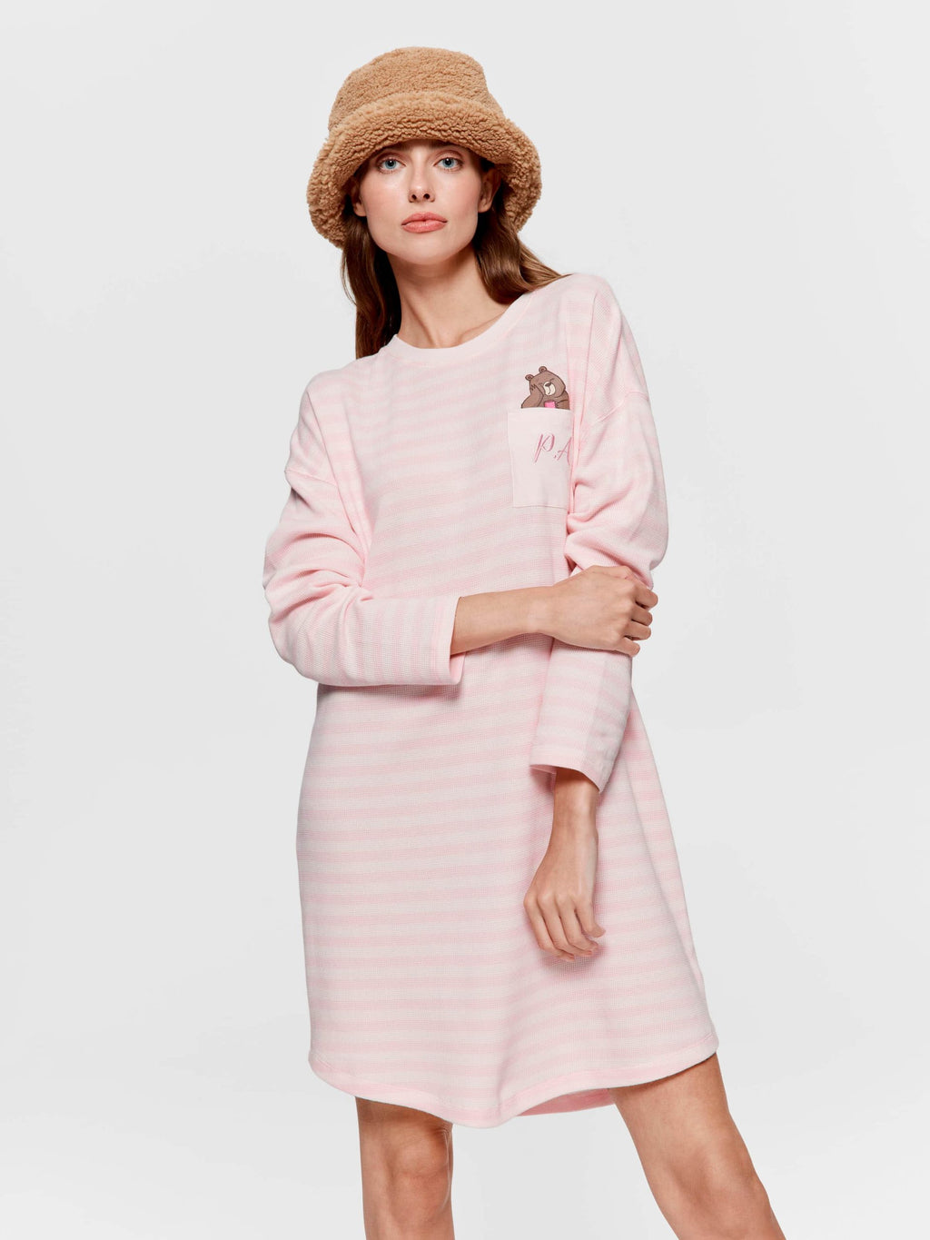 Waffle Stripe Sleepy Bear Nightie multi