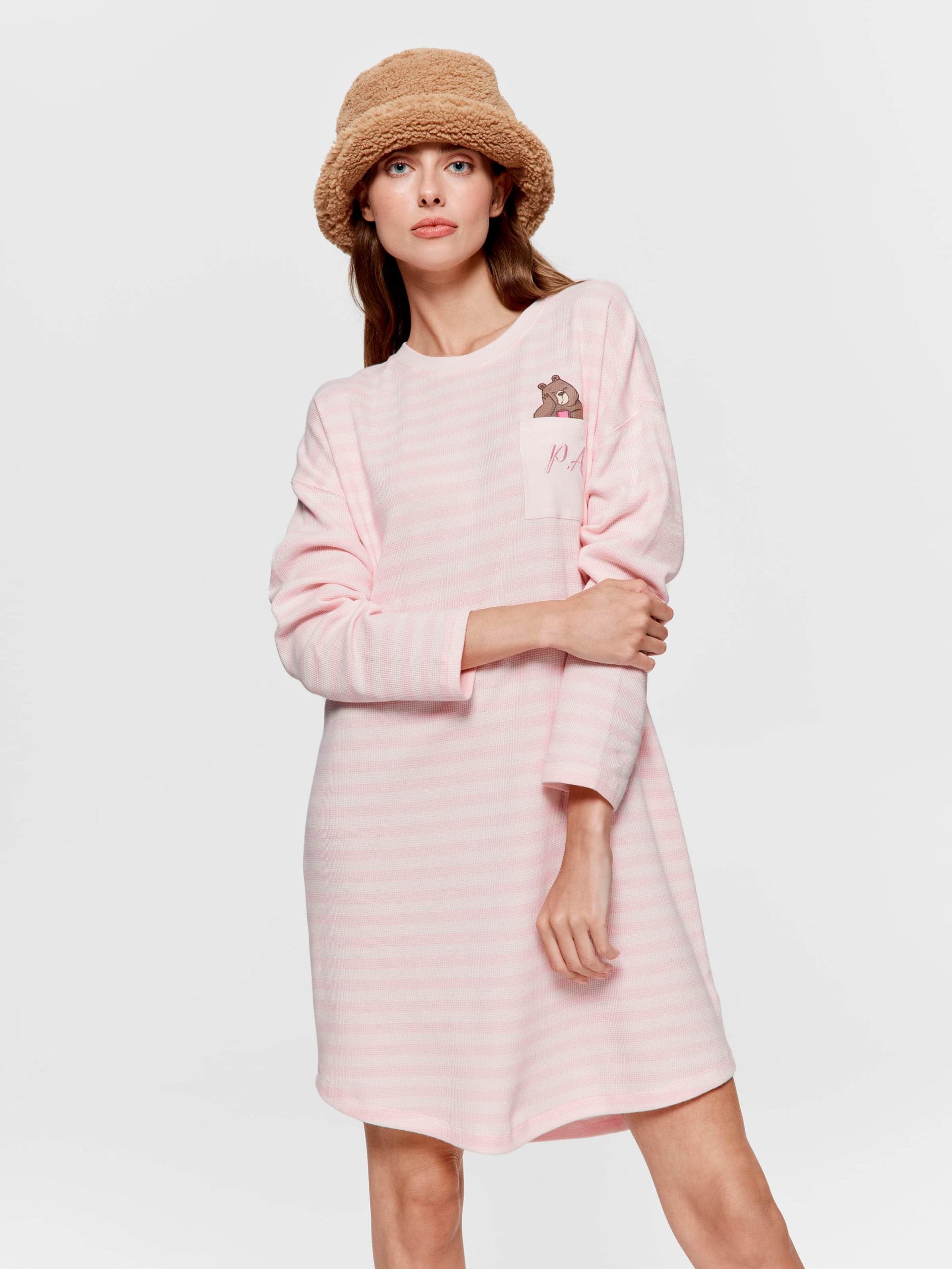 Waffle Stripe Sleepy Bear Nightie multi