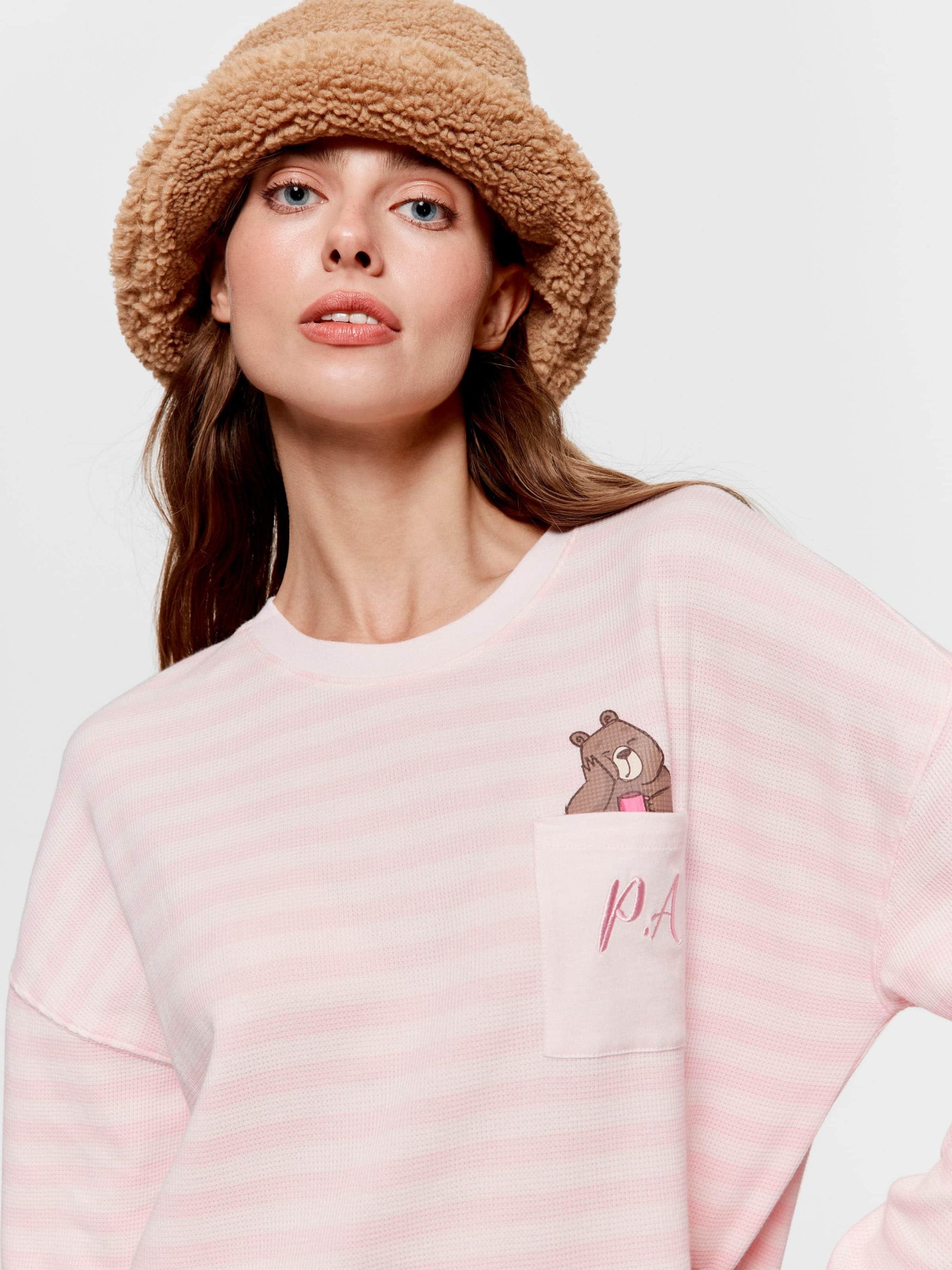 Waffle Stripe Sleepy Bear Nightie multi