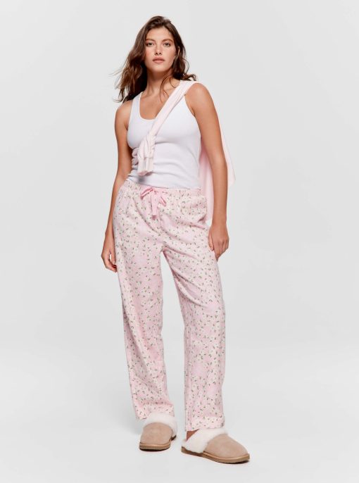 Pink Floral Classic Flannelette Pj Pant multi