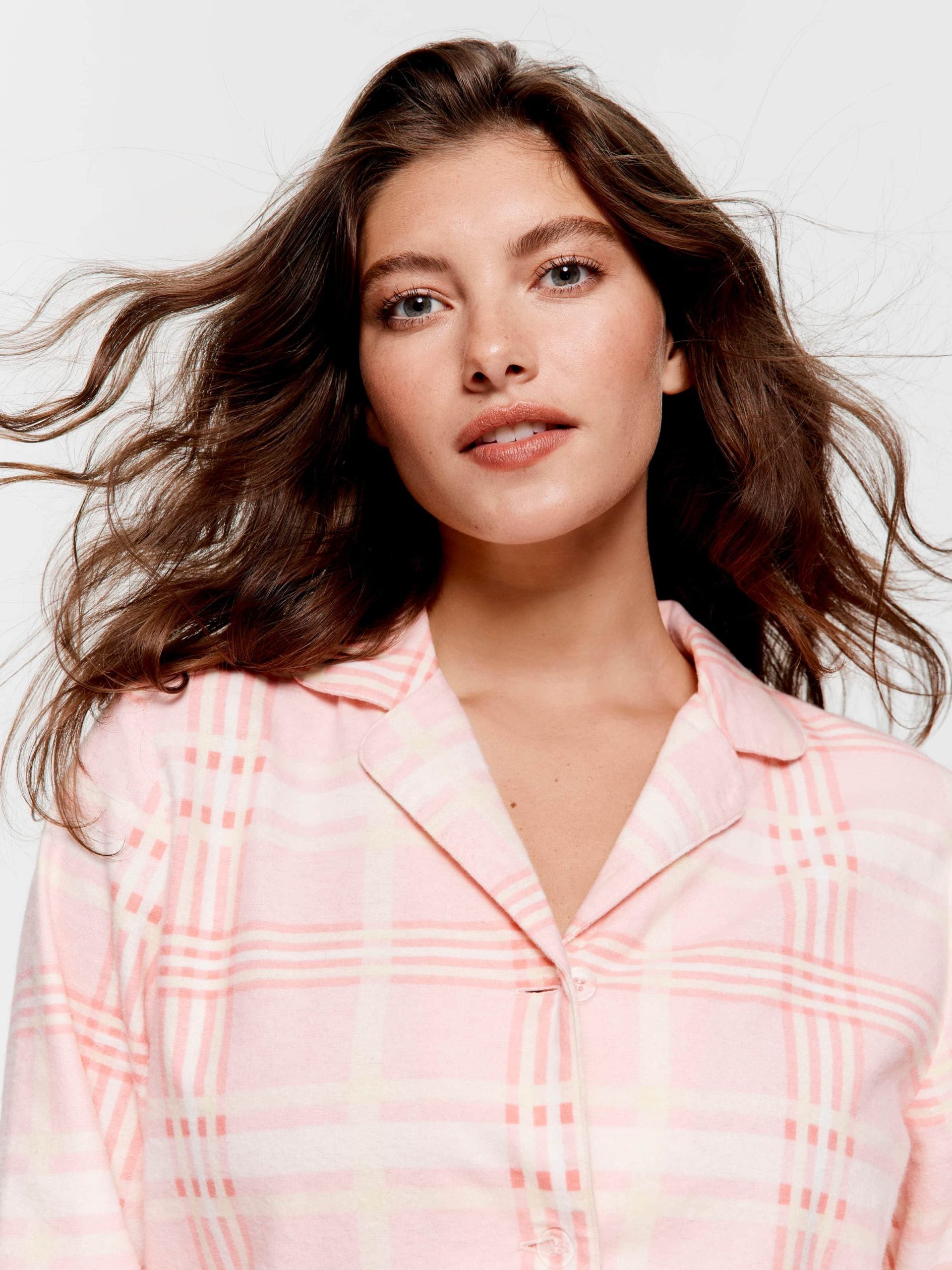 Peach Check Classic Flannelette Pj Set multi