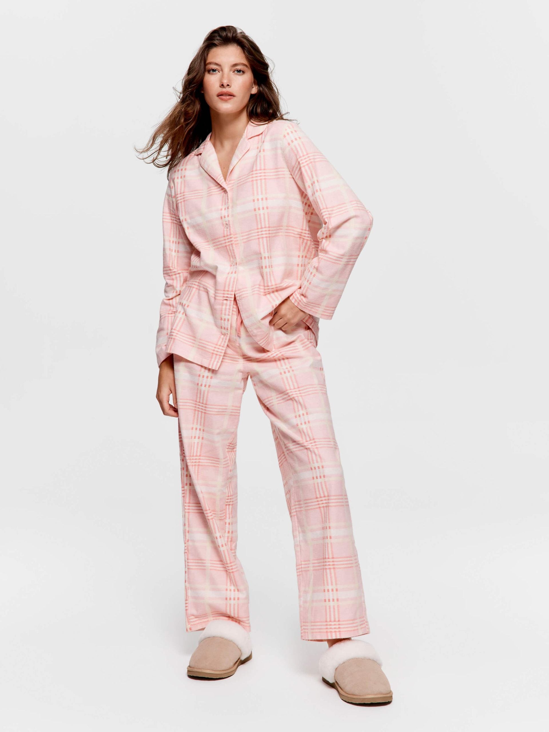 Peach Check Classic Flannelette Pj Set multi