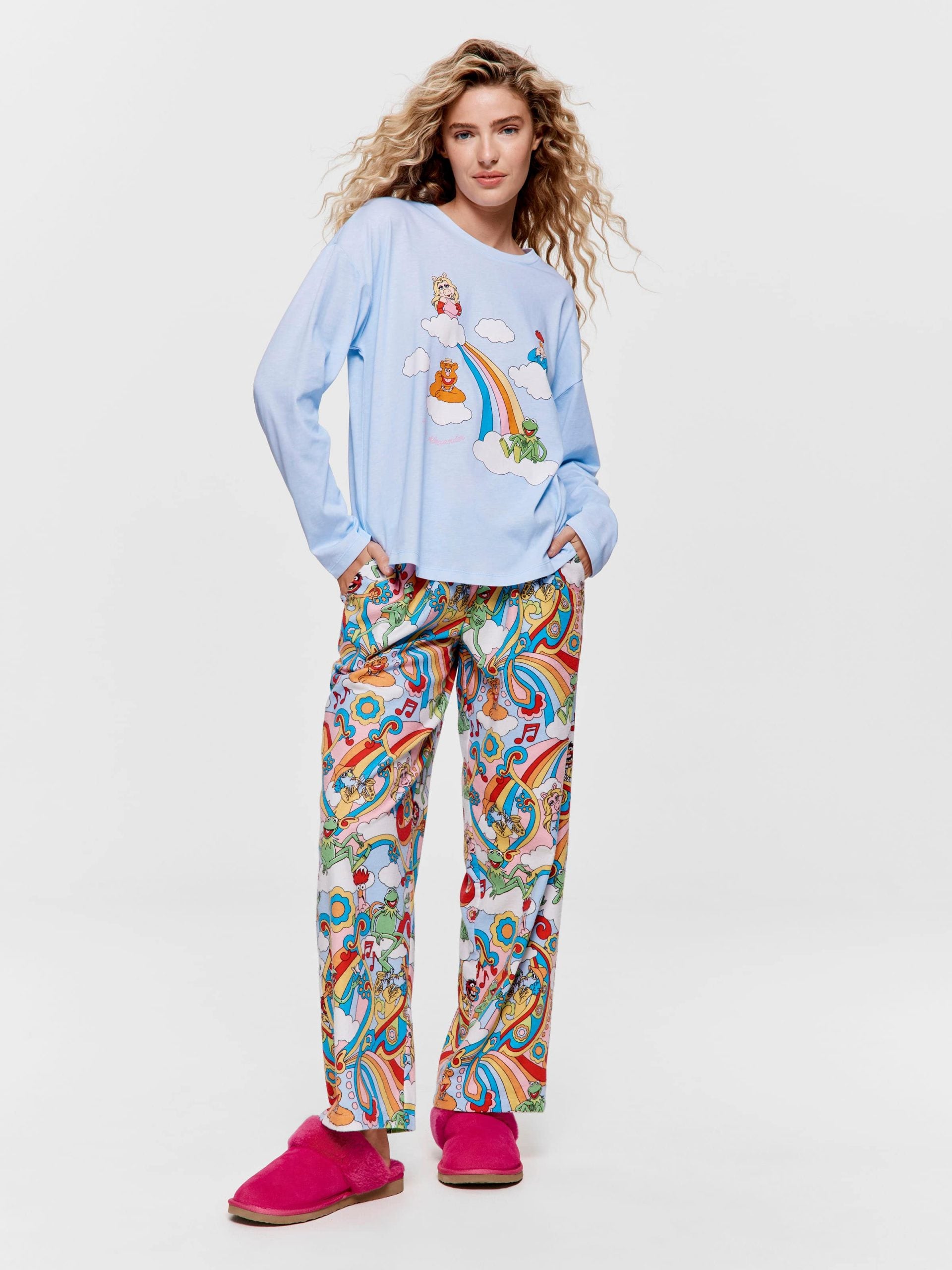The Muppets Rainbow Character Long Sleeve Top blue