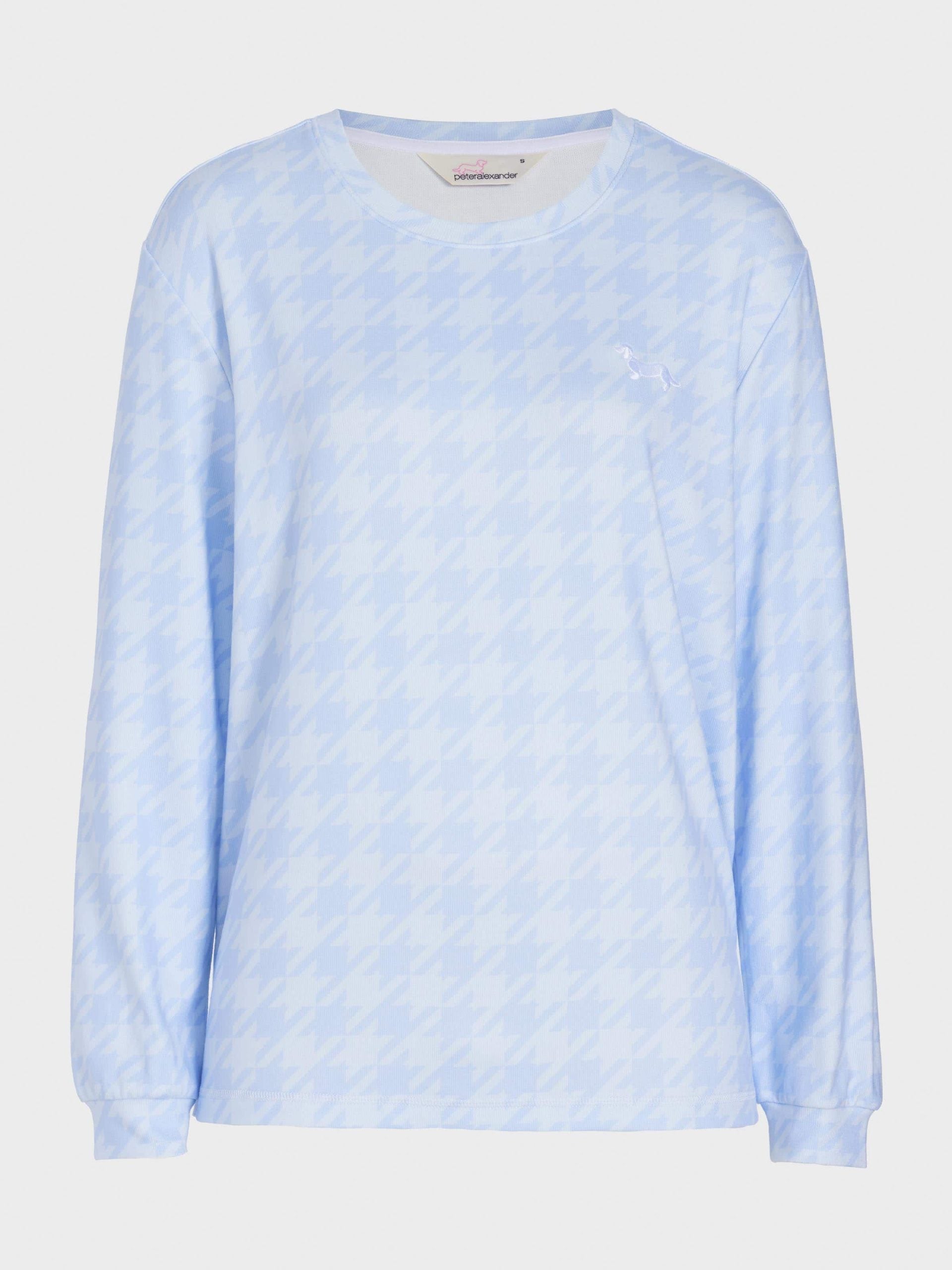 Houndstooth Plush Sweater blue