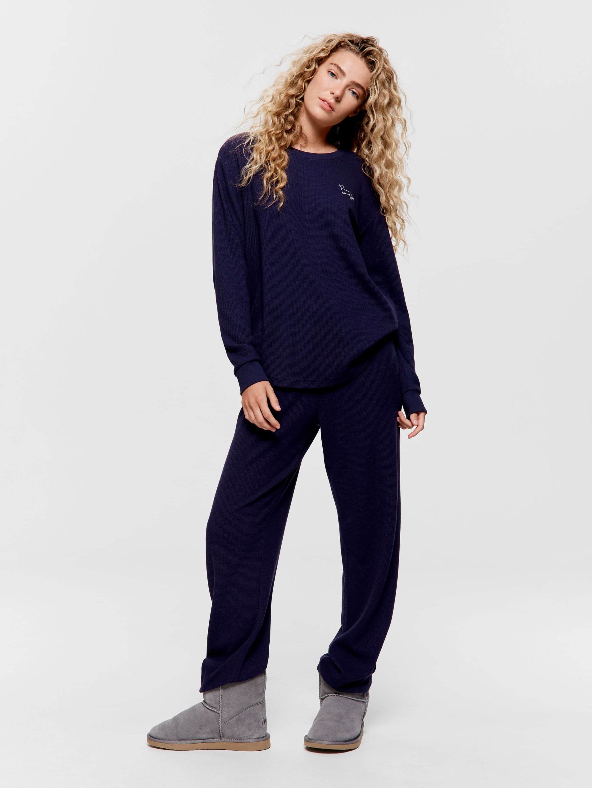 Navy Waffle Sweater navy