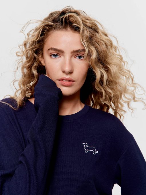Navy Waffle Sweater navy